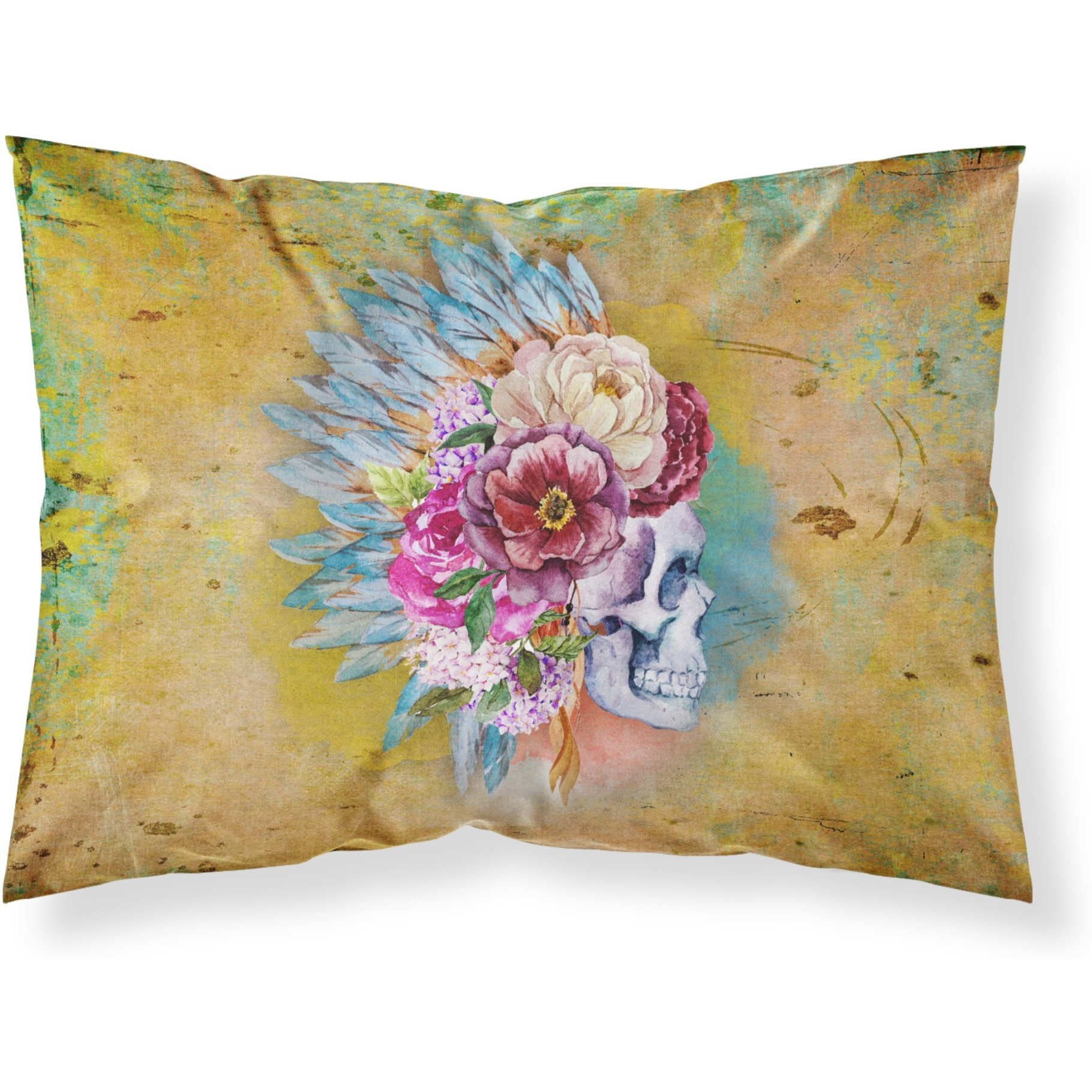 &quotCaroline's Treasures Day of the Dead Flowers Skull Pillowcase, Standard, Multicolor"