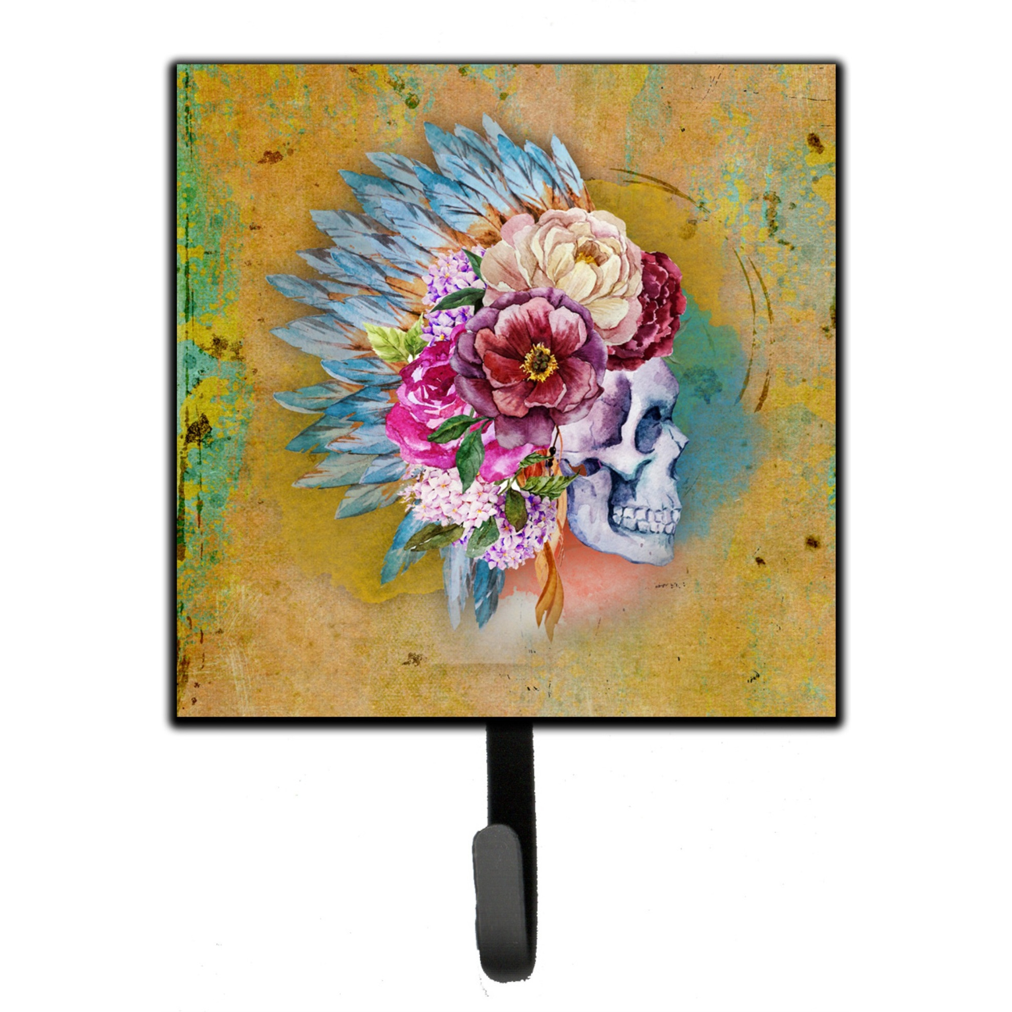 &quotCaroline's Treasures Day of the Dead Flowers Skull Wall Hook, Small, Multicolor"