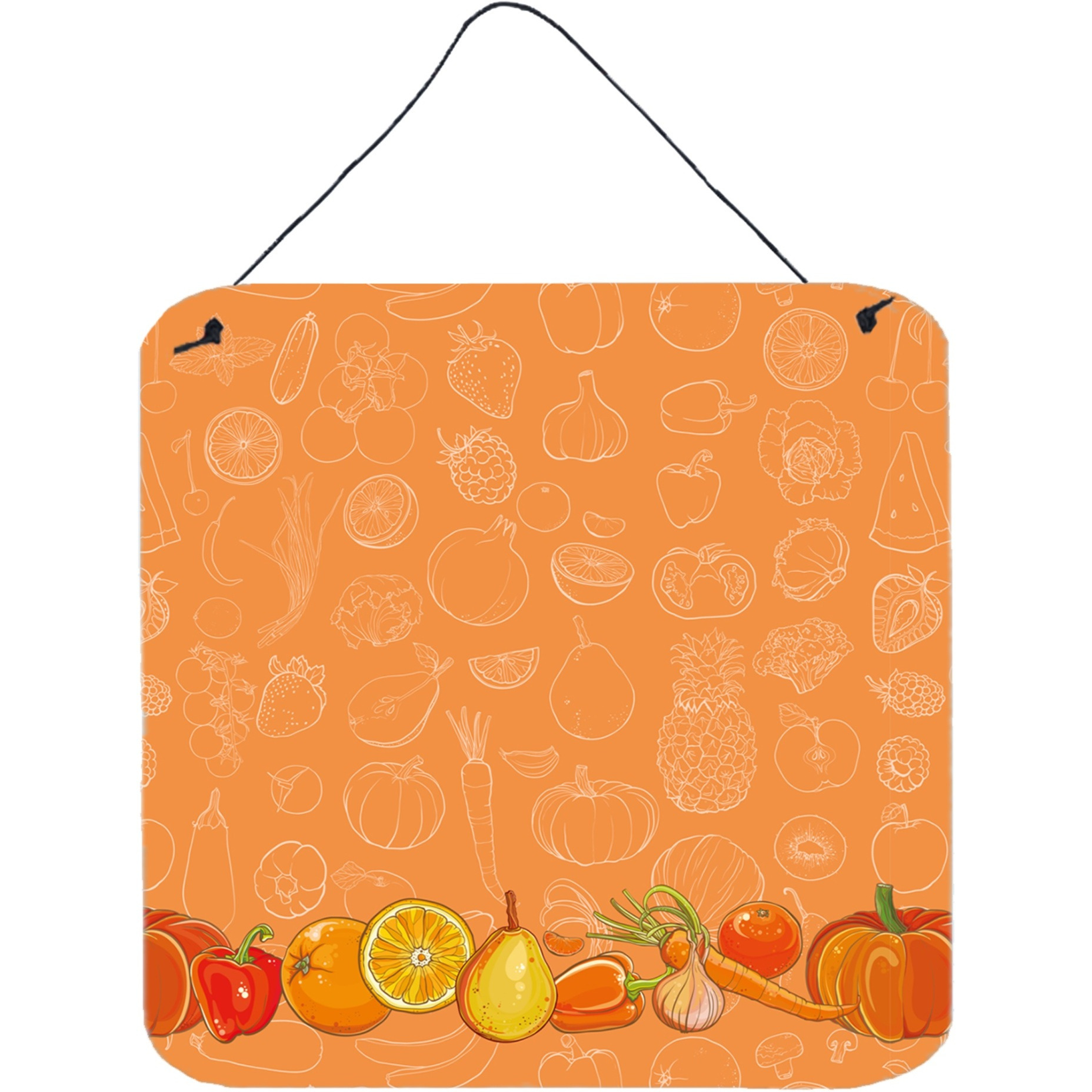 &quotCaroline's Treasures Fruits and Vegetables in Orange Metal Print, 6"" H x 6"" W, Multicolor"