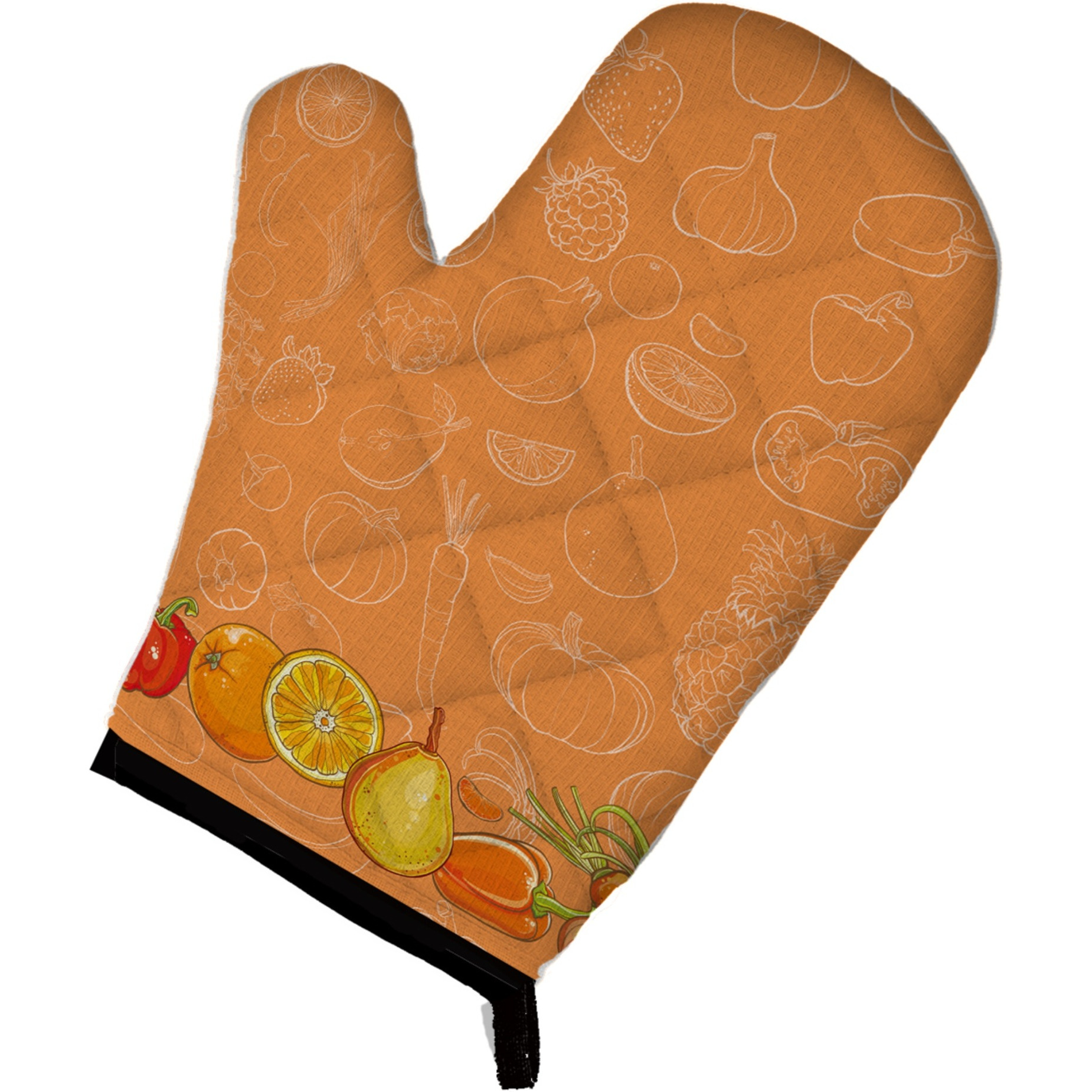 &quotCaroline's Treasures Fruits and Vegetables in Orange Oven Mitt, Multicolor, 12"" x 8.5"""