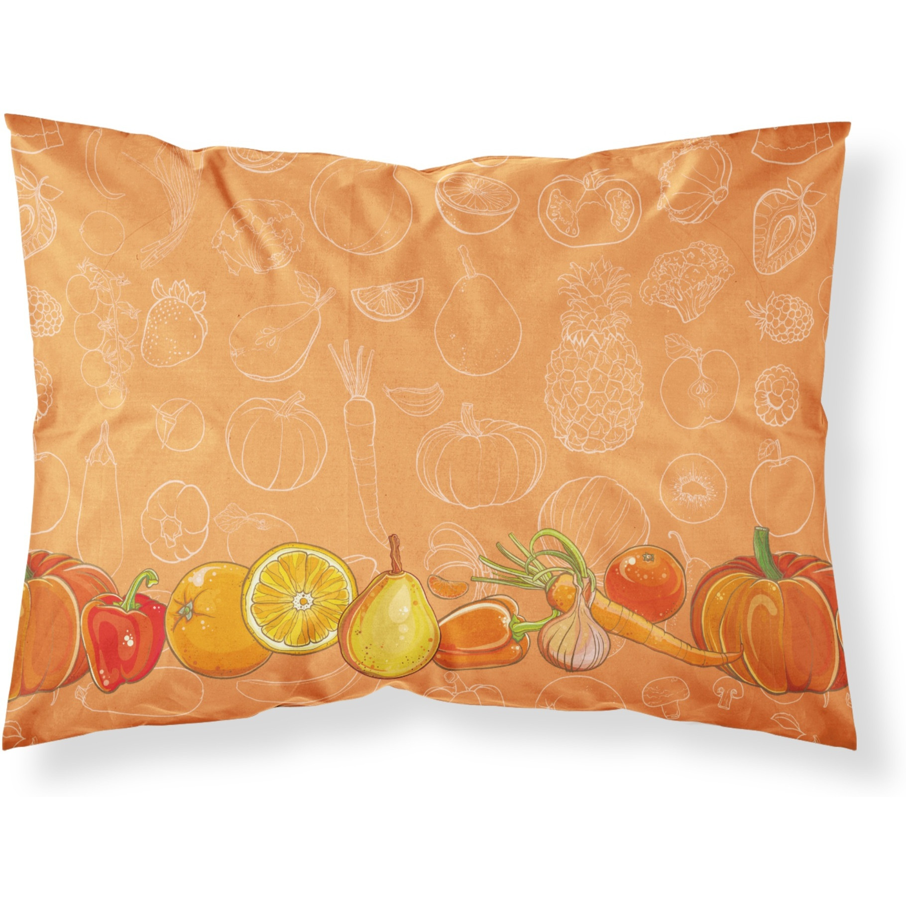 &quotCaroline's Treasures Fruits and Vegetables in Orange Pillowcase, Standard, Multicolor"