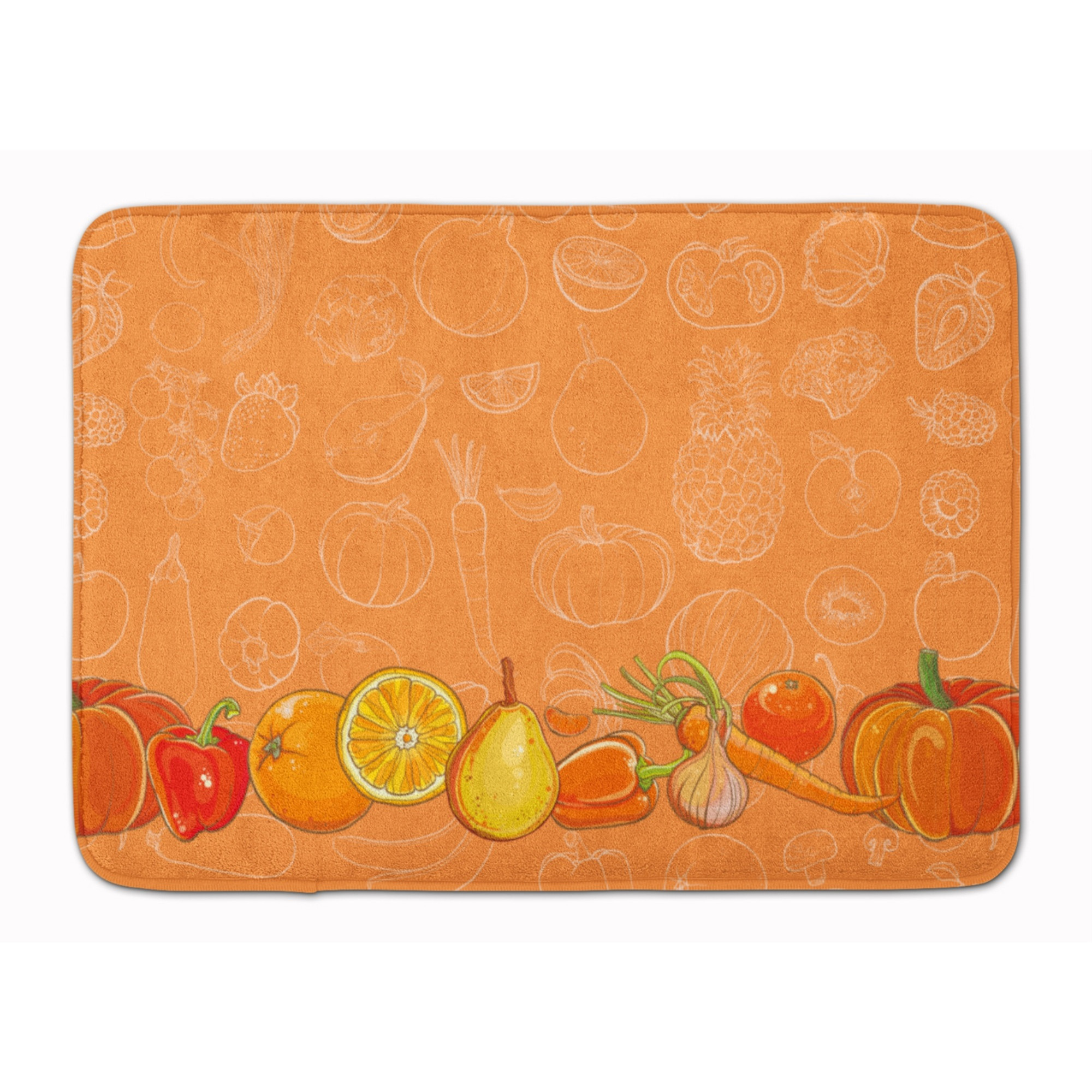 &quotCaroline's Treasures Fruits and Vegetables in Orange Floor Mat, 19"" x 27"", Multicolor"