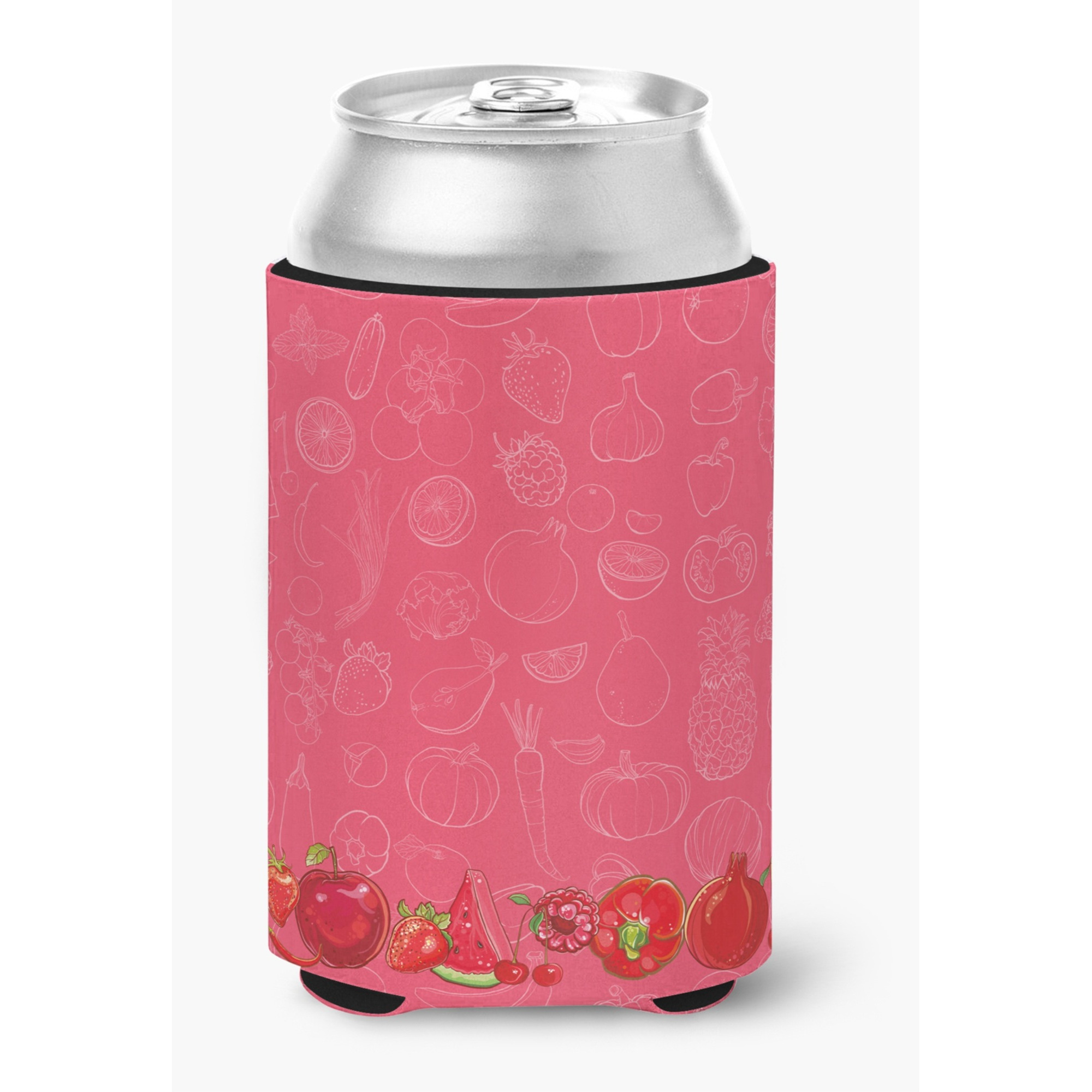 &quotCaroline's Treasures Fruits & Vegetables In Red Can or Bottle Hugger, Can Hugger, Multicolor"
