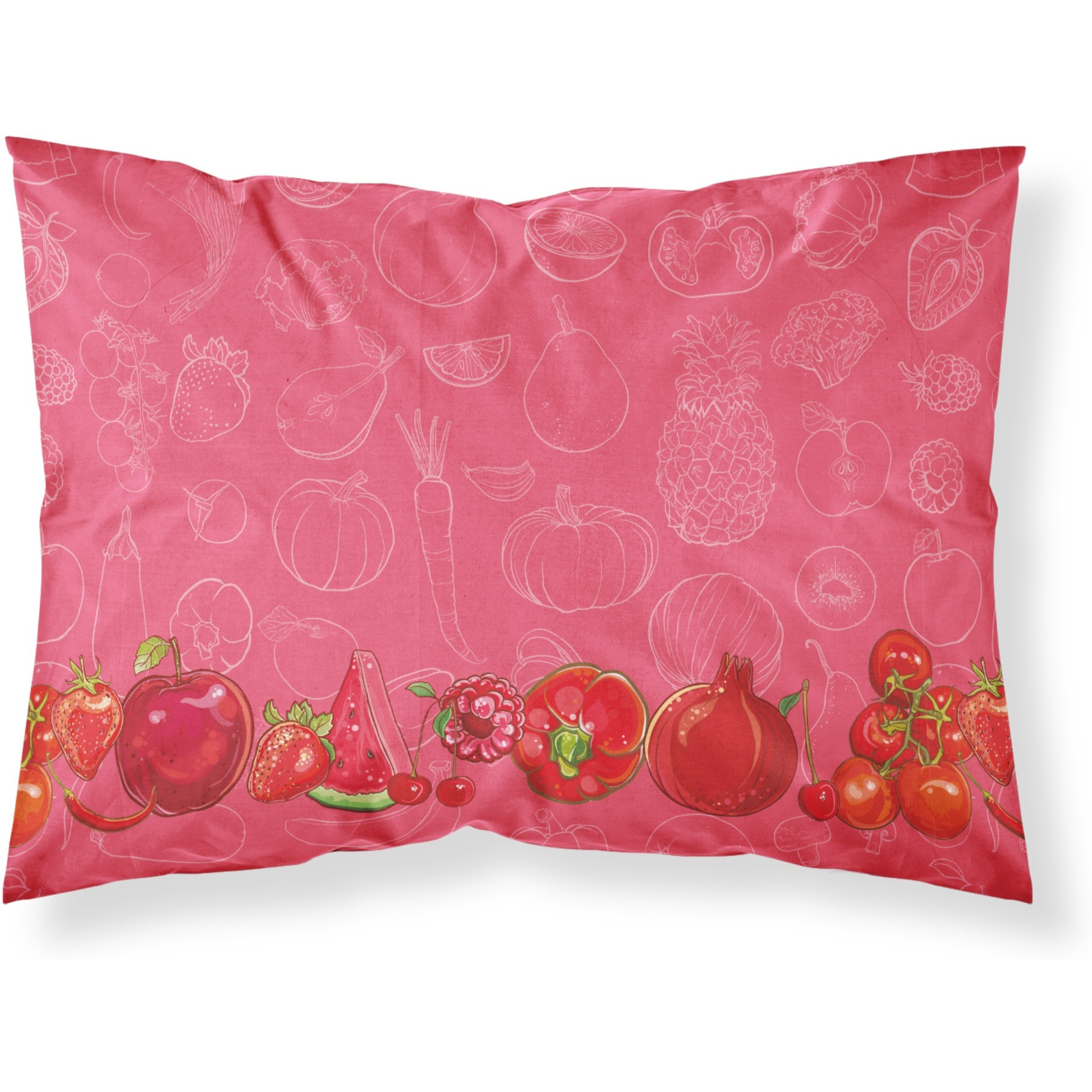 &quotCaroline's Treasures Fruits and Vegetables in Red Pillowcase, Standard, Multicolor"
