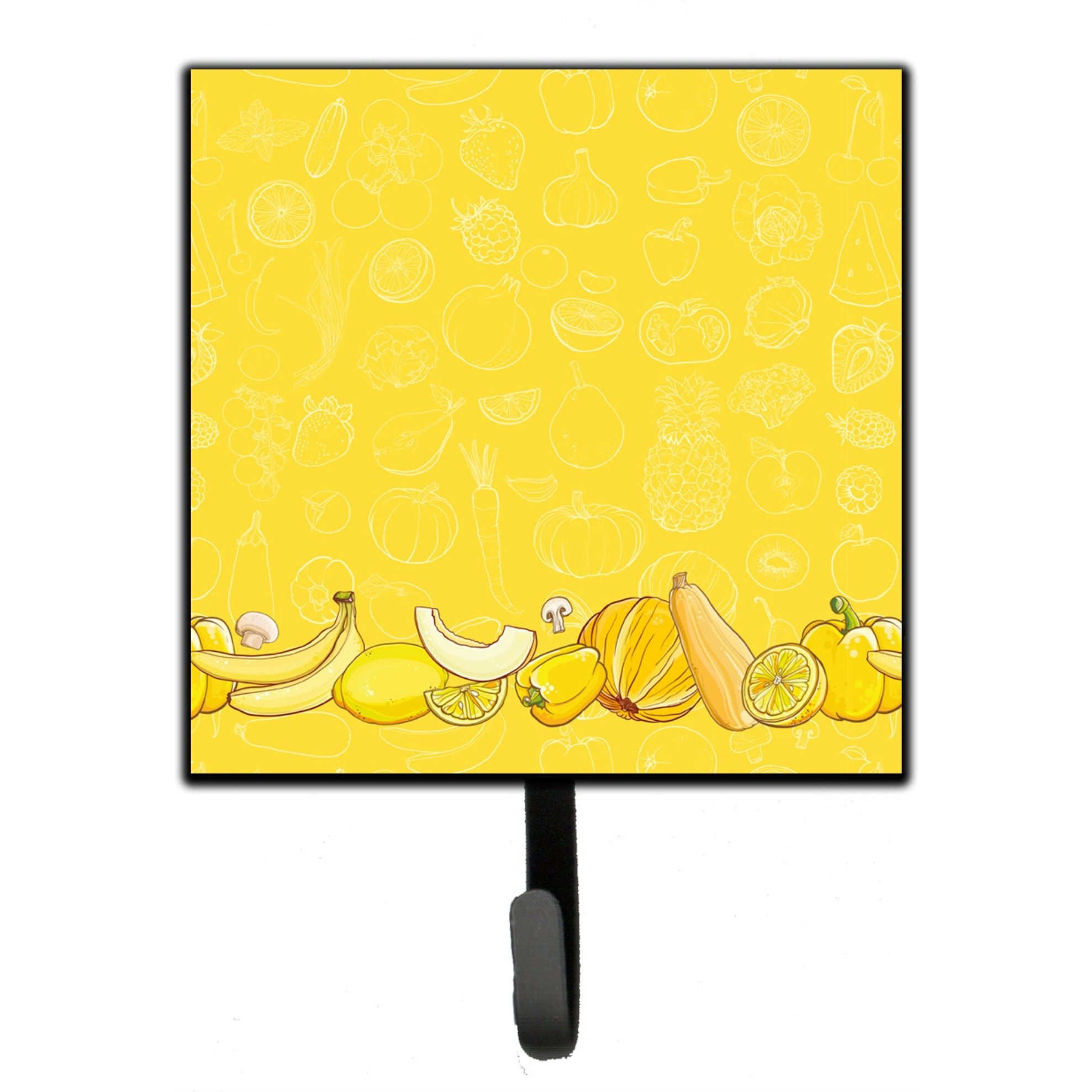 &quotCaroline's Treasures Fruits and Vegetables in Yellow Wall Hook, Small, Multicolor"