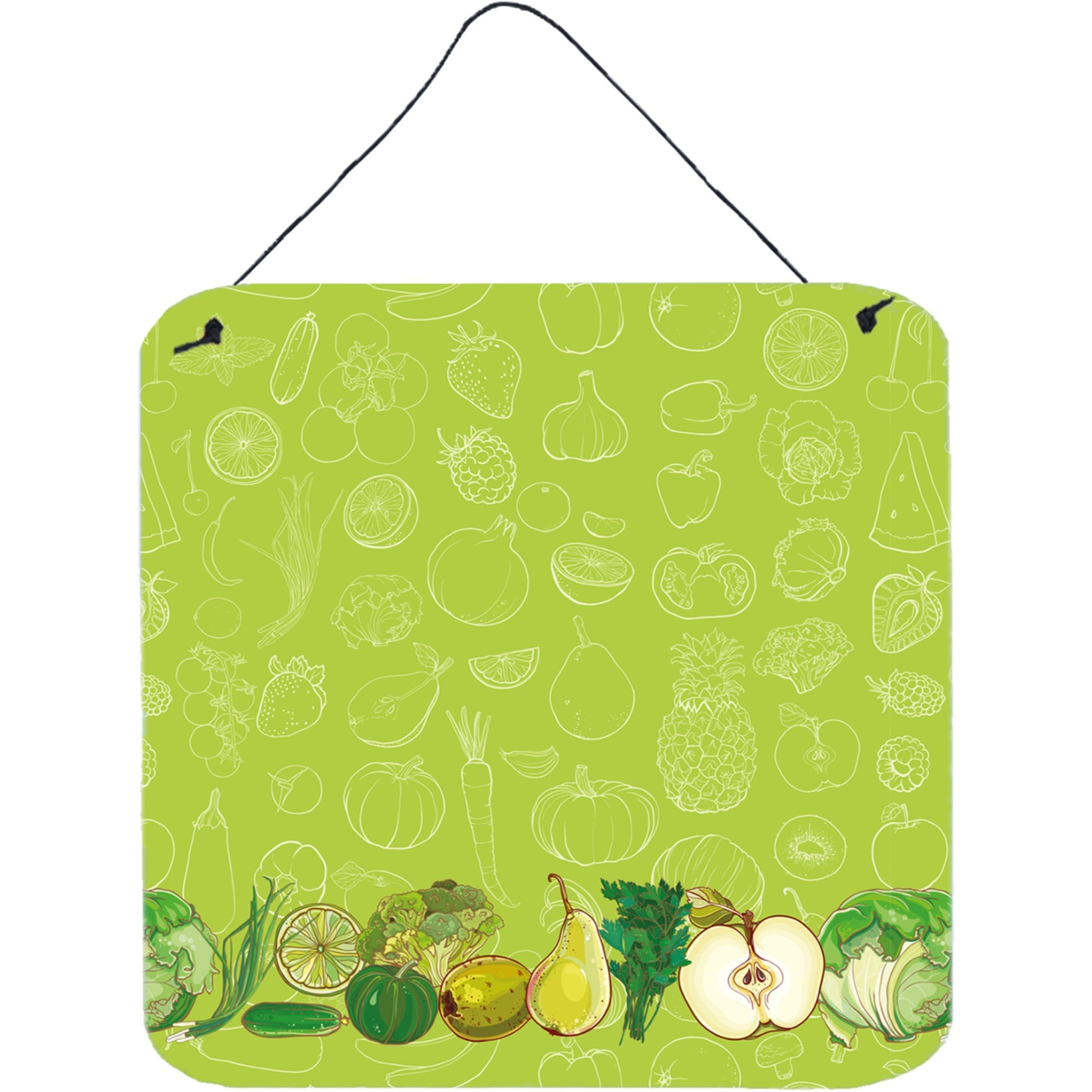 &quotCaroline's Treasures Fruits and Vegetables in Green Metal Print, 6"" H x 6"" W, Multicolor"
