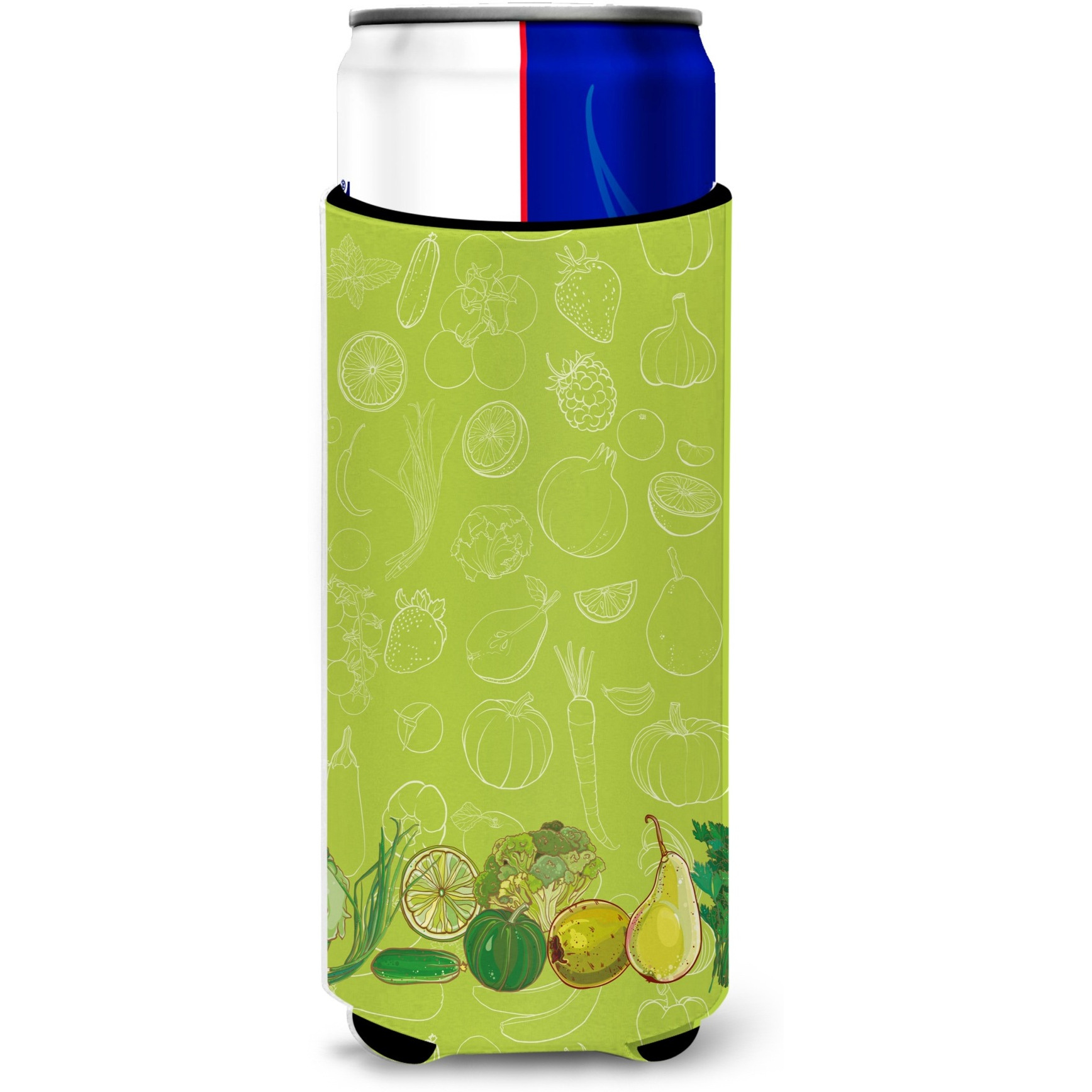 &quotCaroline's Treasures Fruits & Vegetables In green Michelob Ultra Hugger For Slim Cans, Slim Can, Multicolor"