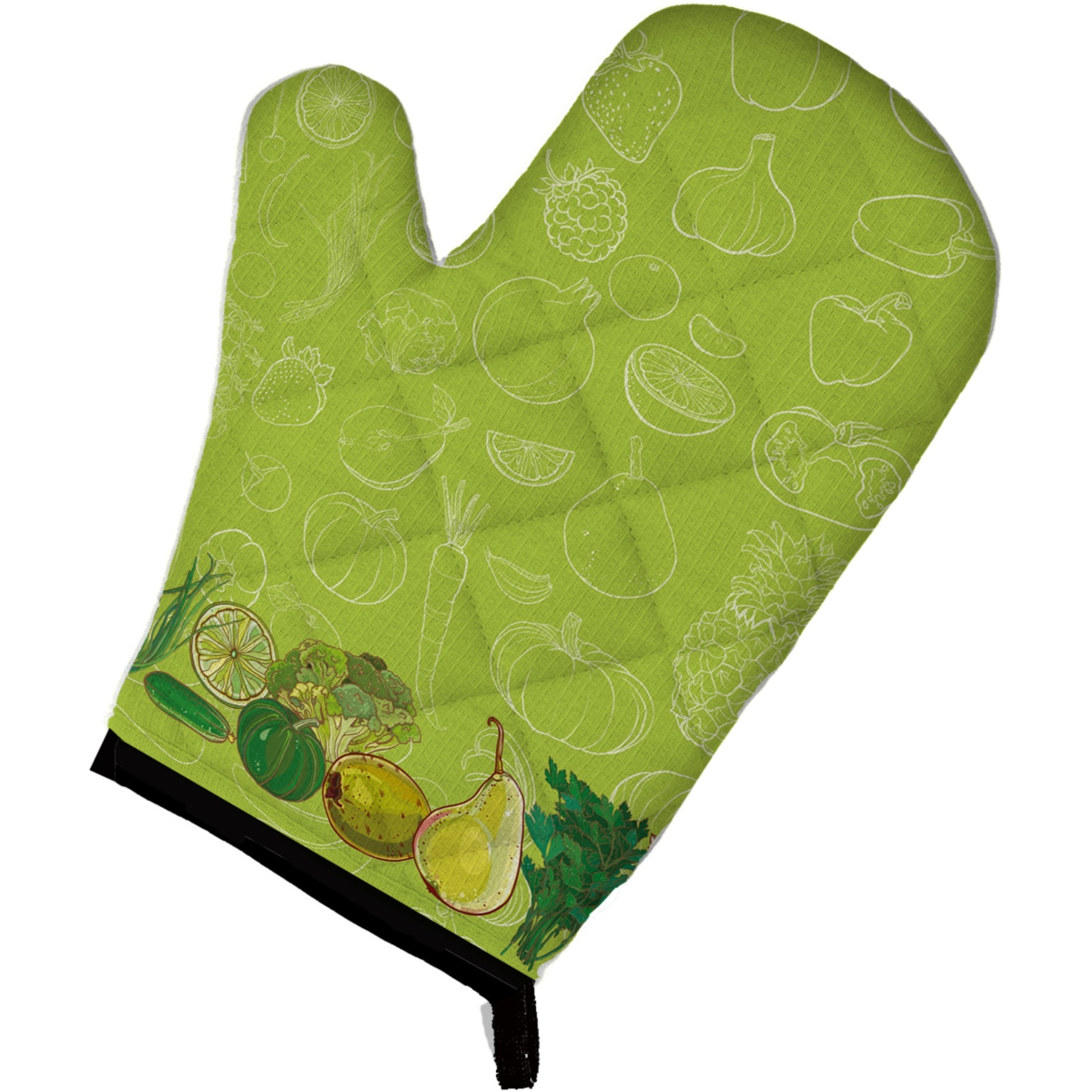 &quotCaroline's Treasures Fruits and Vegetables in Green Oven Mitt, Multicolor, 12"" x 8.5"""