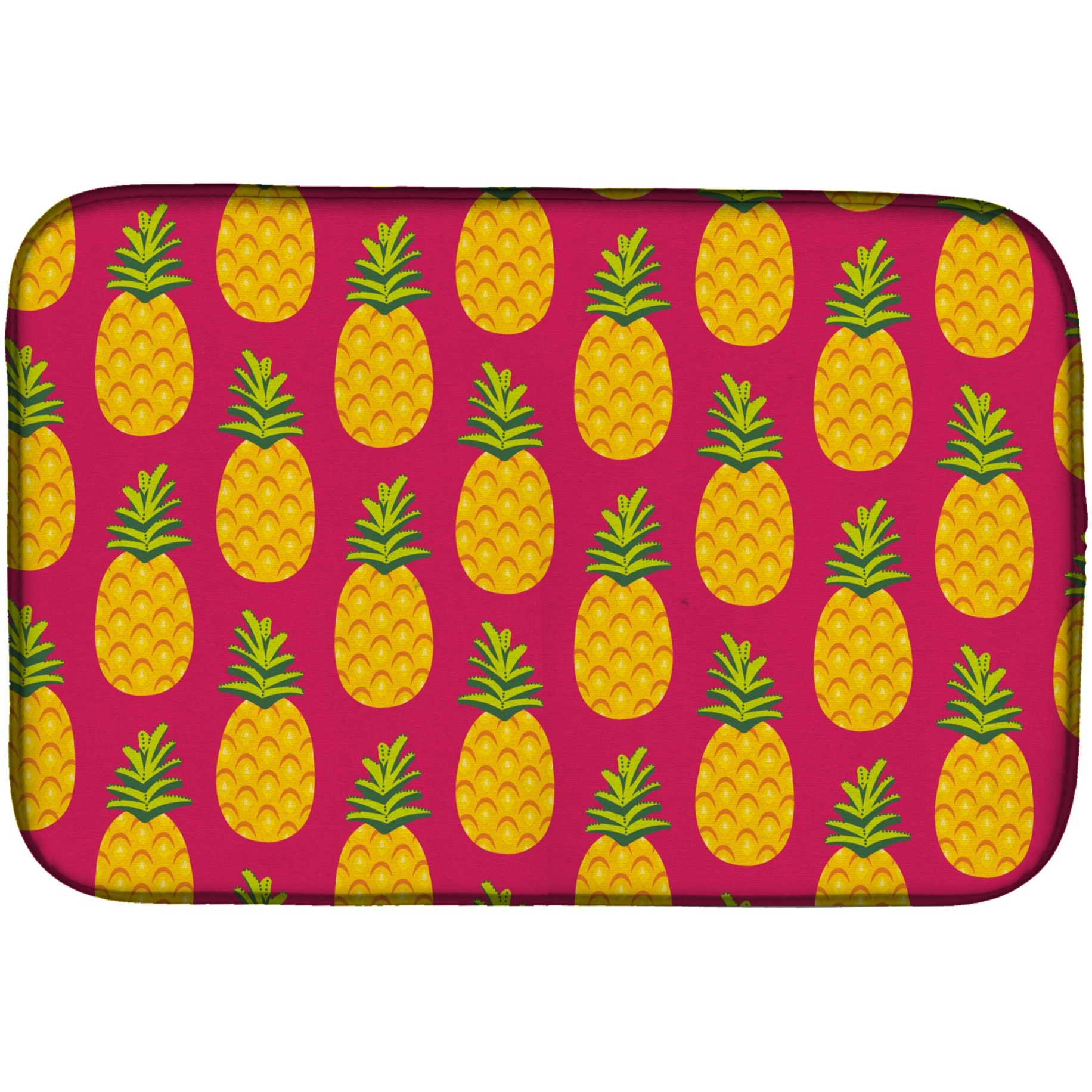 &quotCaroline's Treasures Pineapples On Pink Dish Drying Mat, 14"" x 21"", Multicolor"