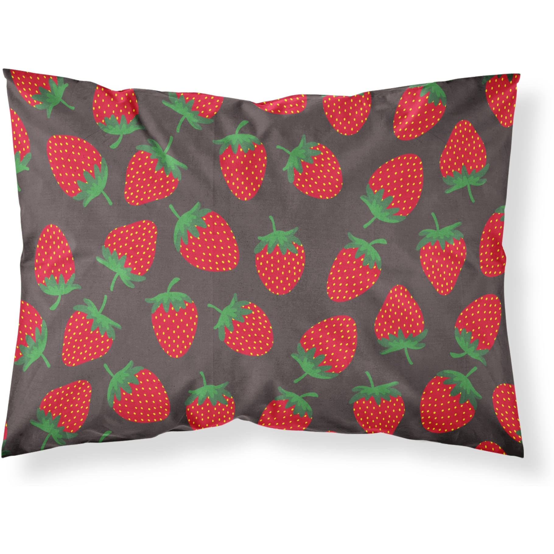 &quotCaroline's Treasures Strawberries on Gray Printed, Polyester, 250 Thread count, Envelope closure Pillowcase, Standard, Multicolor"
