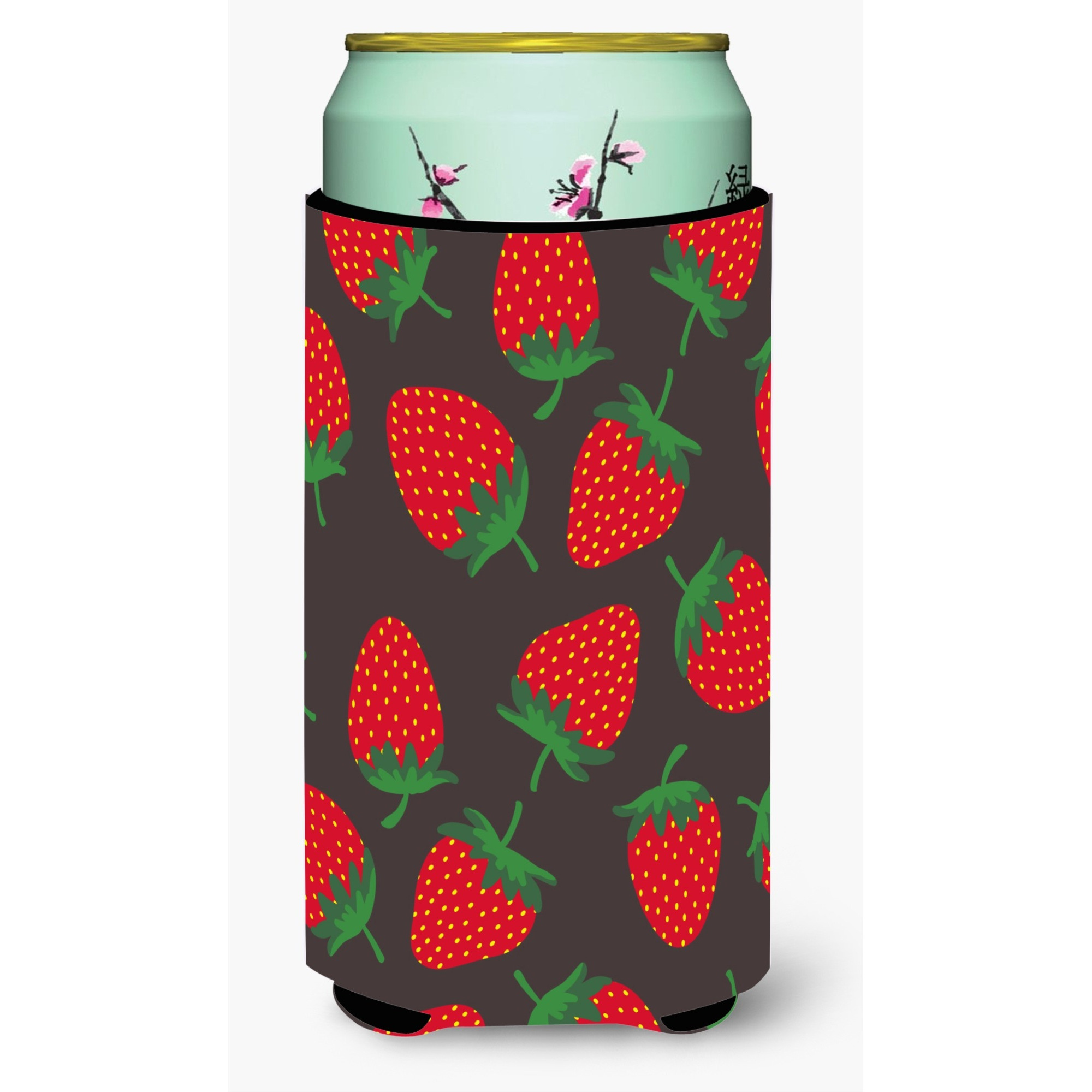 &quotCaroline's Treasures Strawberries On Gray Tall Boy Beverage Insulator Hugger, Multicolor"