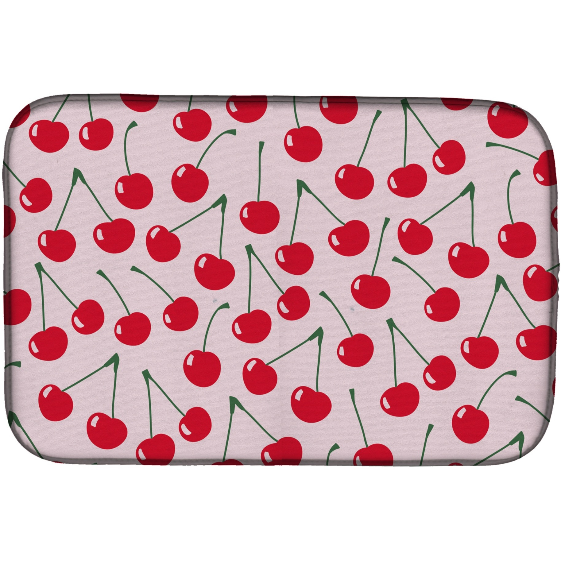 &quotCaroline's Treasures Cherries On Pink Dish Drying Mat, 14"" x 21"""