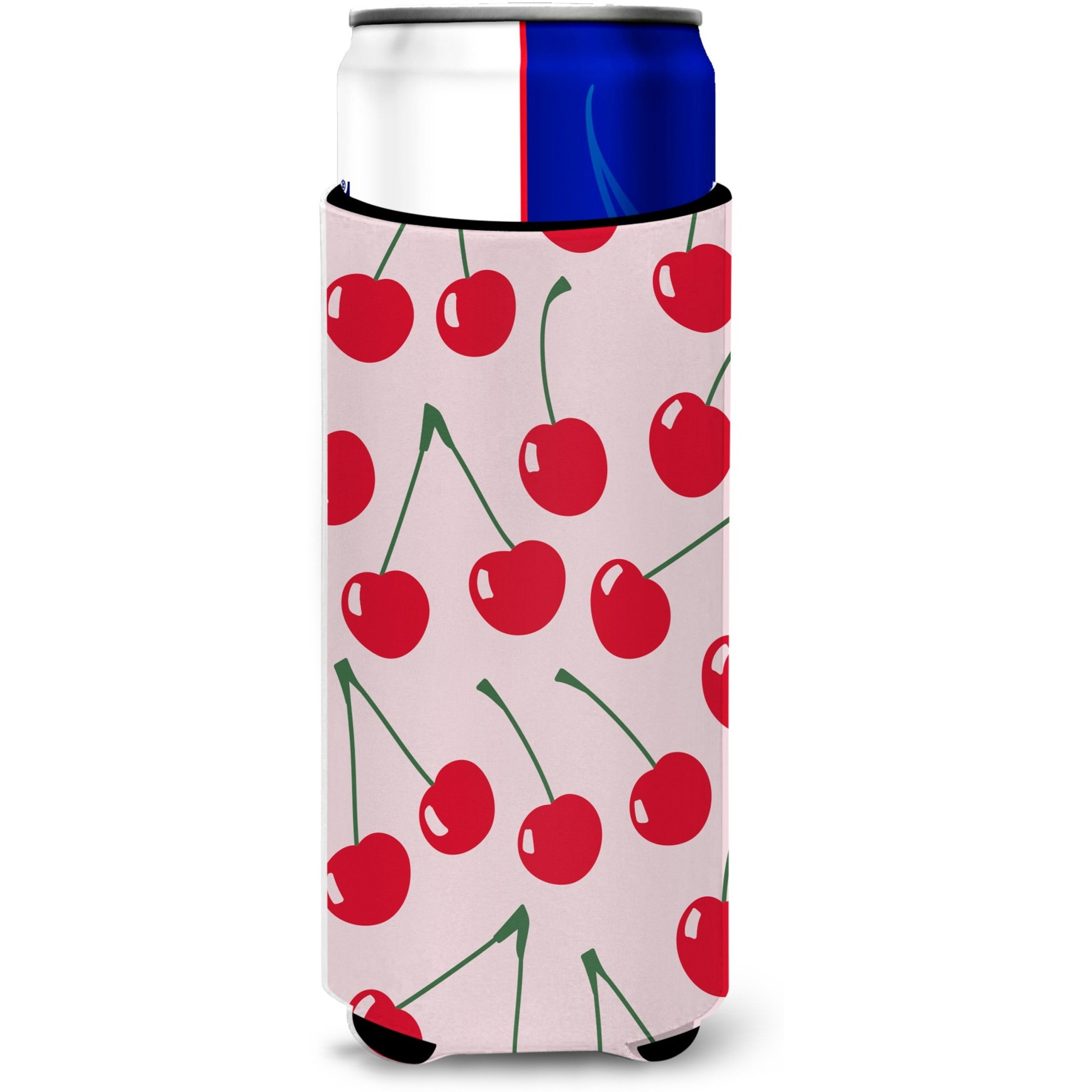 &quotCaroline's Treasures Cherries on Pink Michelob Ultra Hugger For Slim Cans, Slim Can, Multicolor"