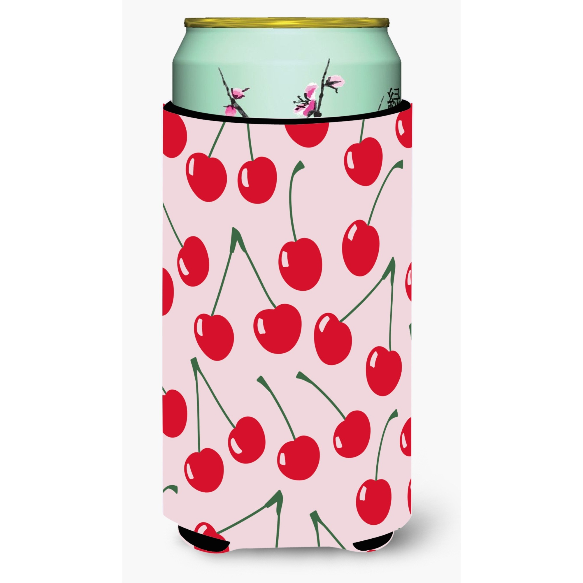 &quotCaroline's Treasures Cherries on Pink Tall Boy Beverage Insulator Hugger, Multicolor"