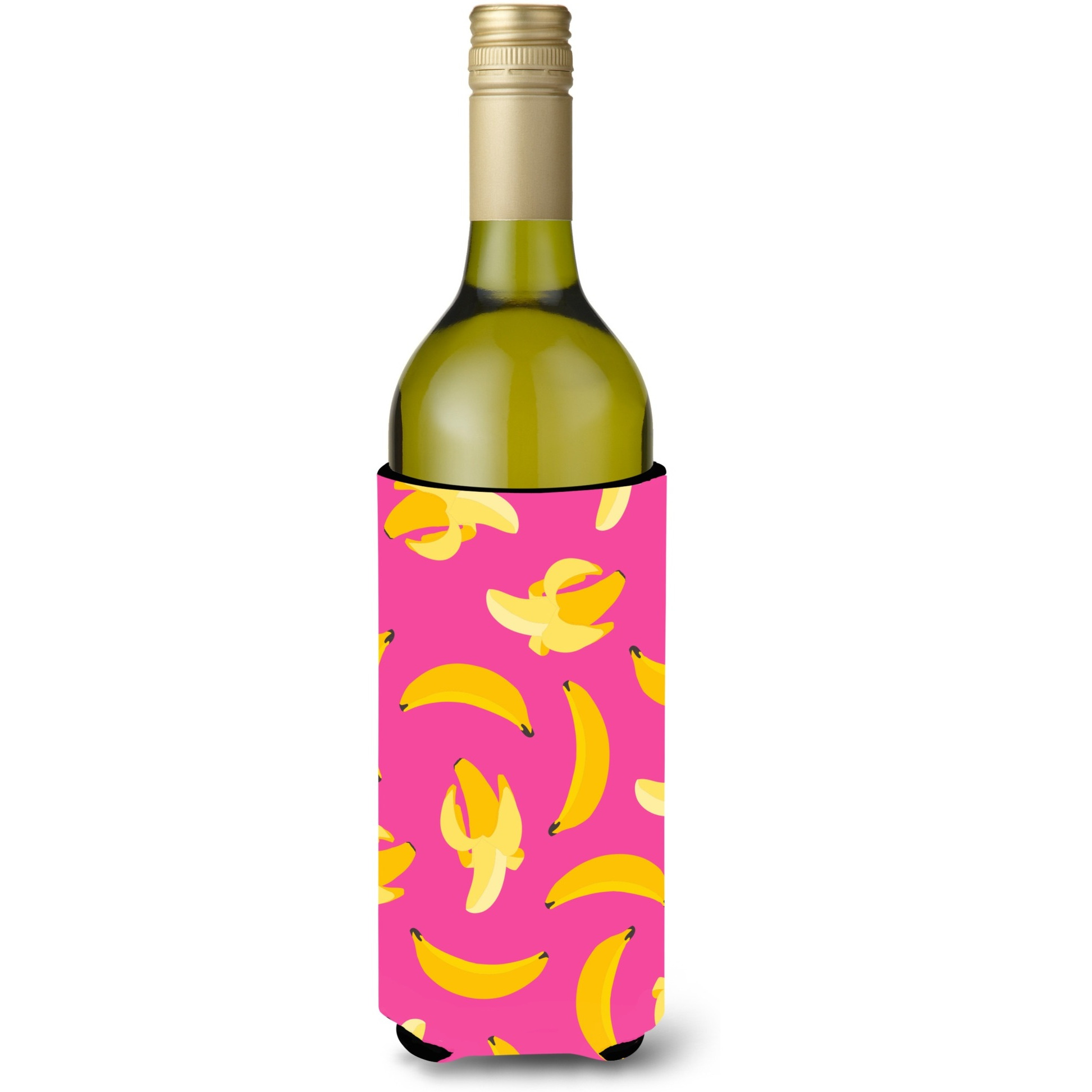 &quotCaroline's Treasures Bananas on Pink Wine Bottle Beverage Insulator Hugger, 750 ml, Multicolor"