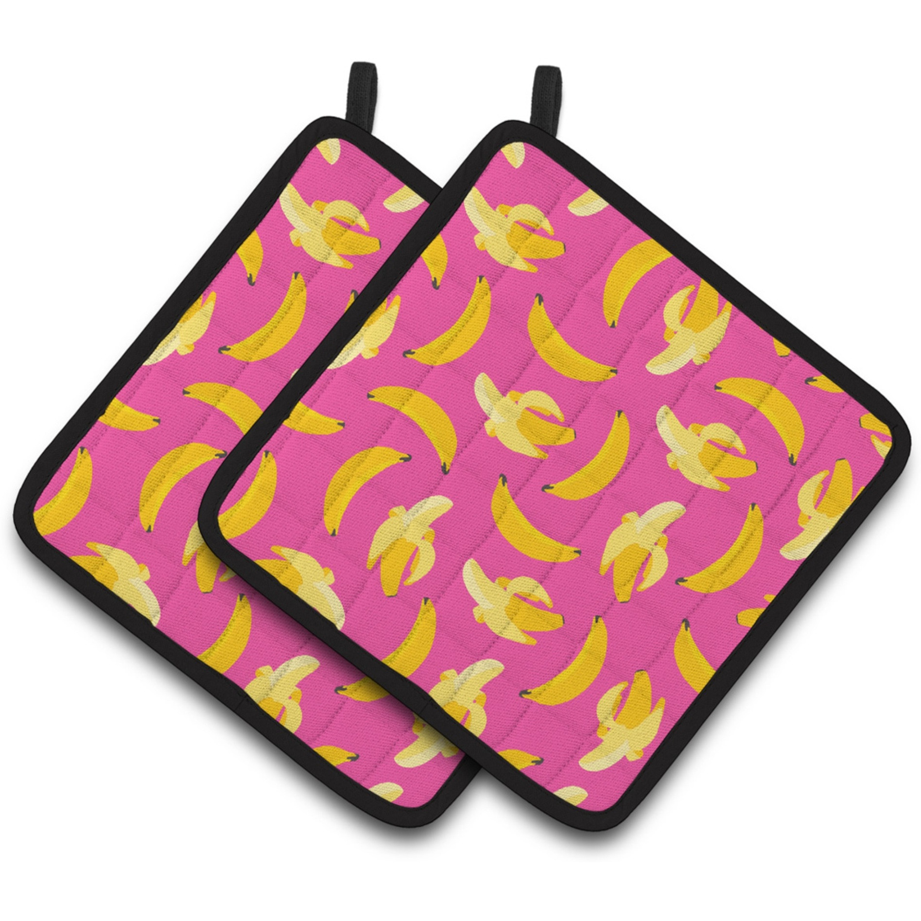 &quotCaroline's Treasures Bananas On Pink Pair of Pot Holders, 7.5HX7.5W, Multicolor"