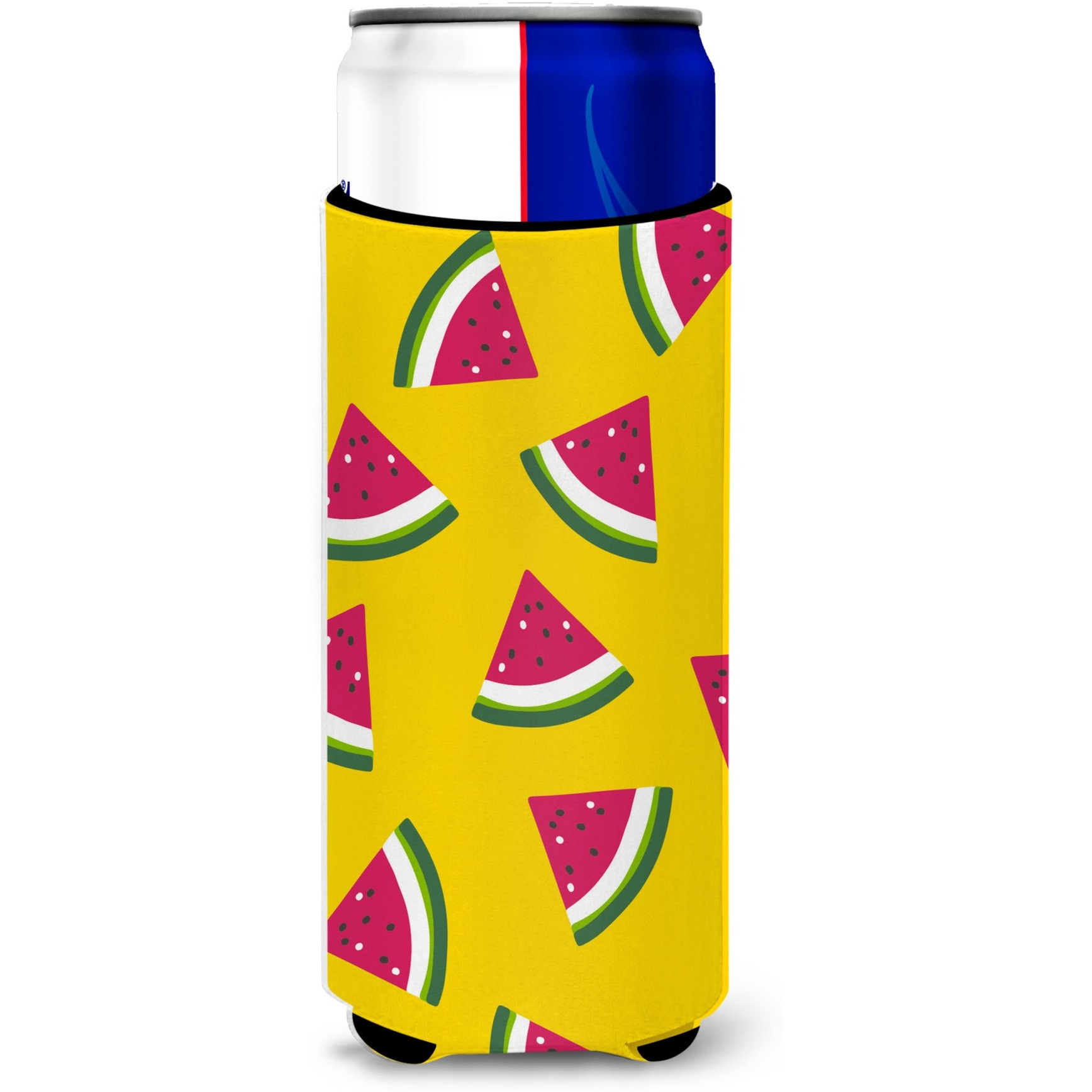 &quotCaroline's Treasures Watermelon On Yellow Michelob Ultra Hugger For Slim Cans, Slim Can, Multicolor"