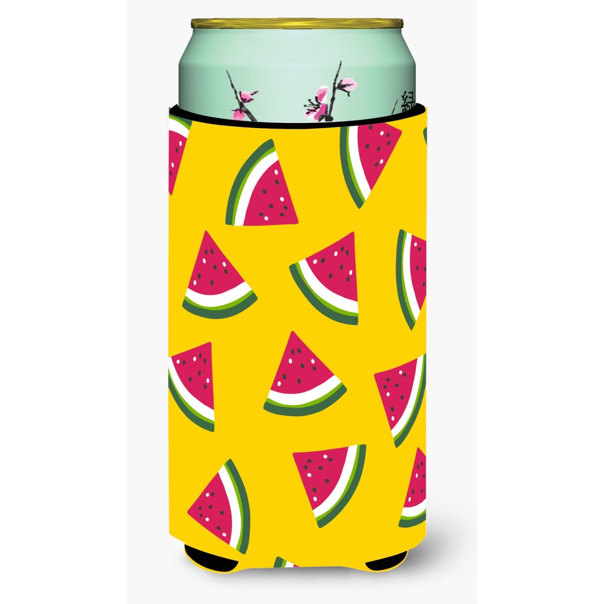 &quotCaroline's Treasures Watermelon On Yellow Tall Boy Beverage Insulator Hugger, Multicolor"