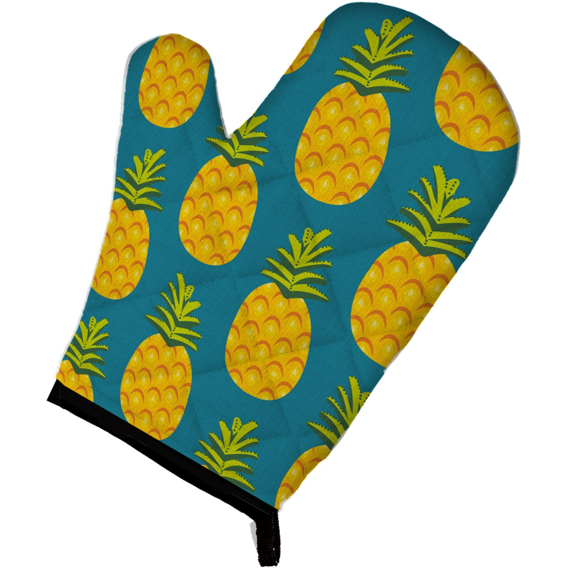&quotCaroline's Treasures Pineapples on Teal Oven Mitt, Multicolor, 12"" x 8.5"""