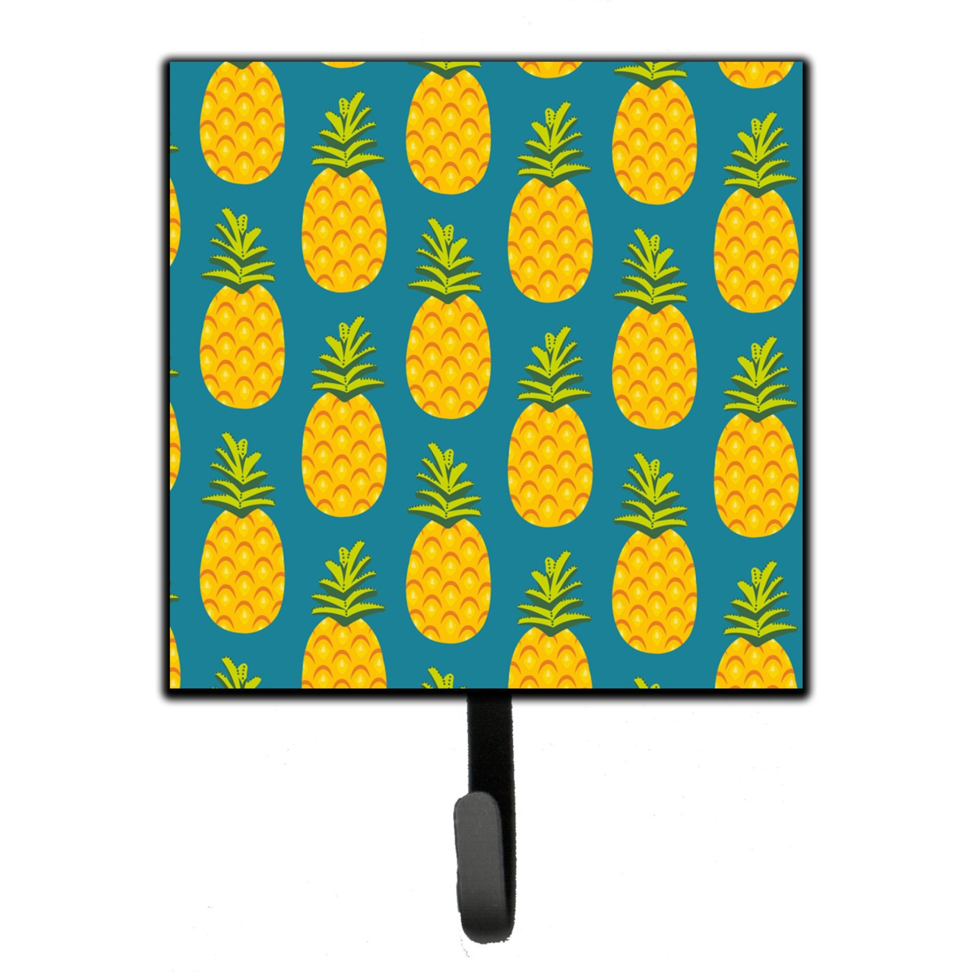 &quotCaroline's Treasures Pineapples on Teal Wall Hook, Small, Multicolor"