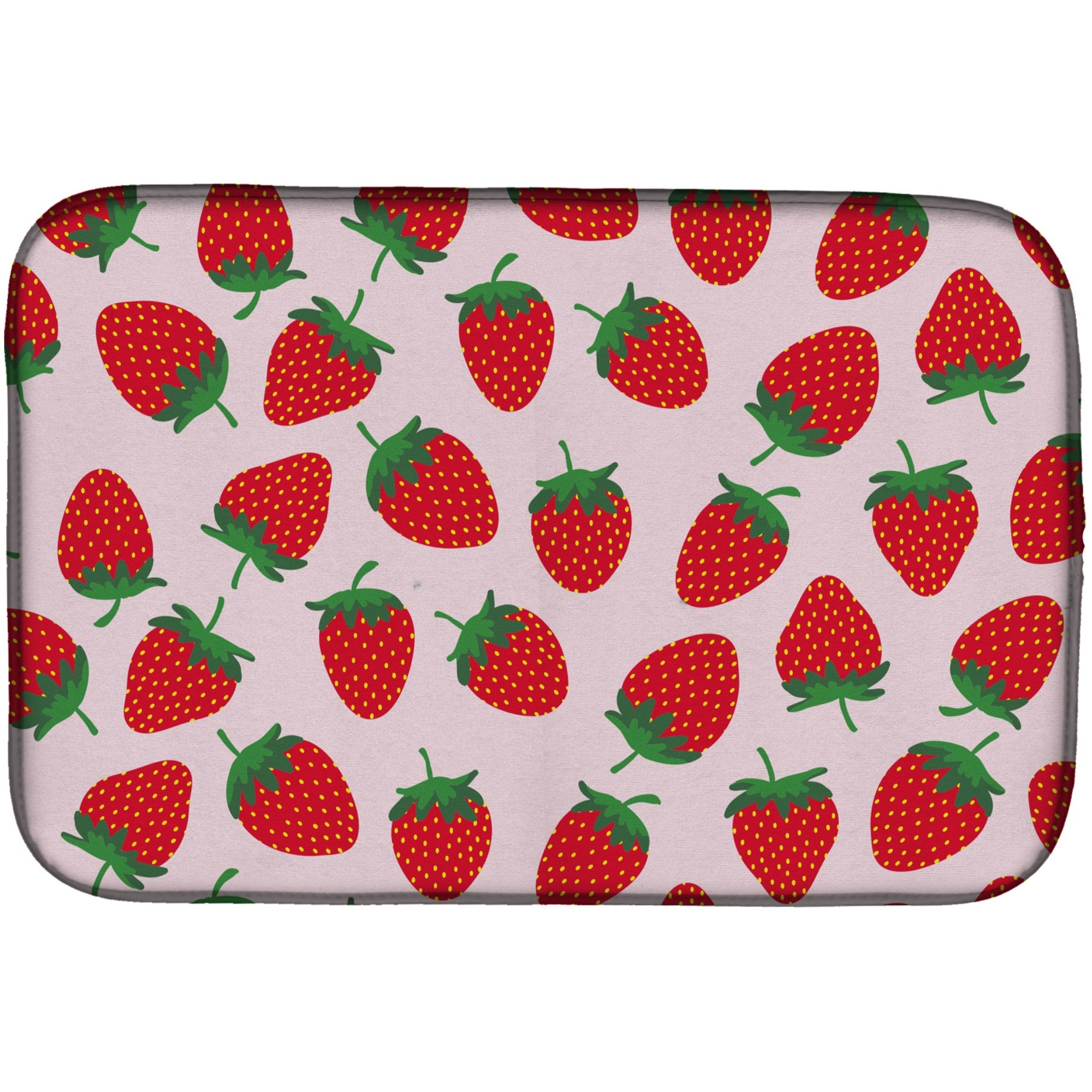 &quotCaroline's Treasures Strawberries On Pink Dish Drying Mat, 14"" x 21"", Multicolor"