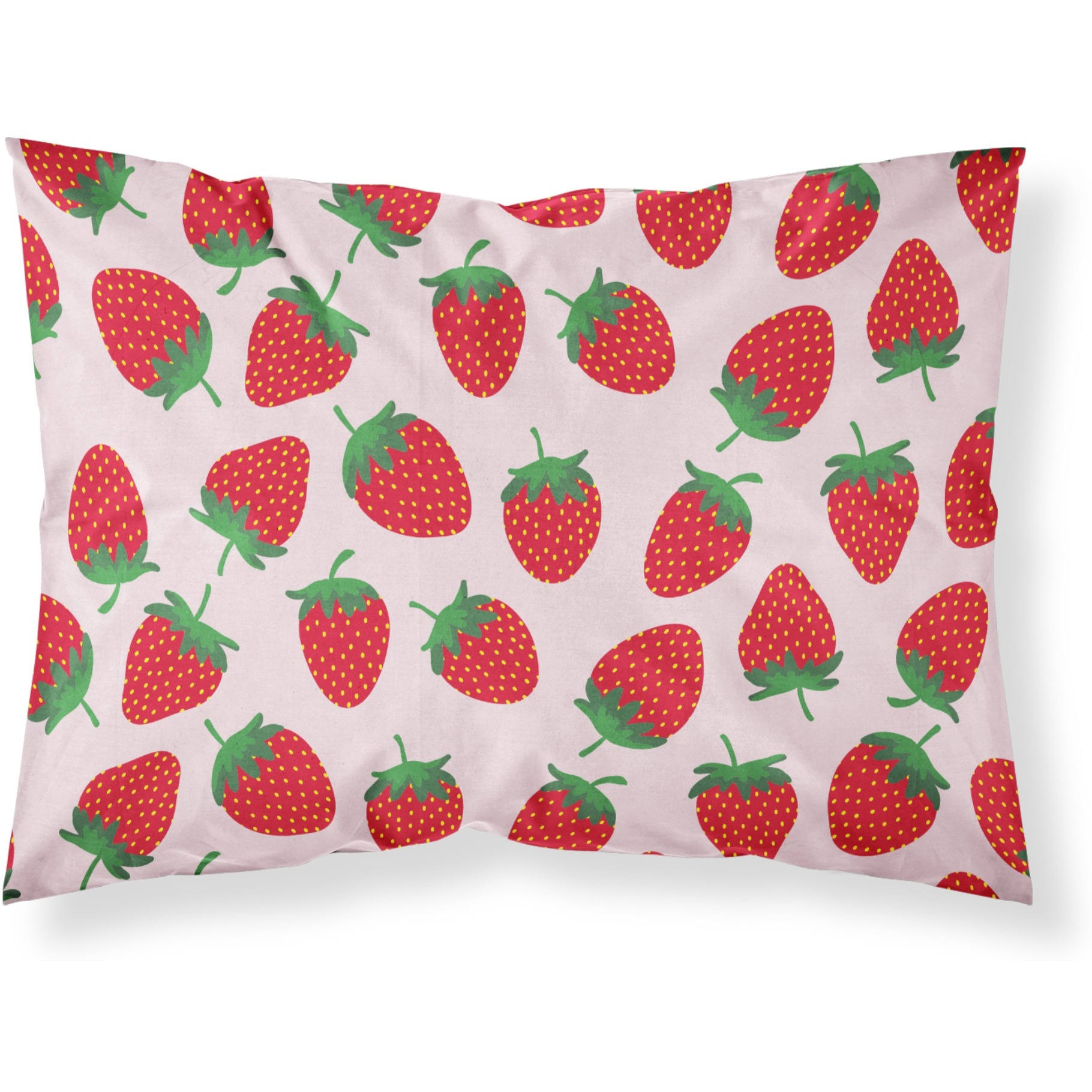 &quotCaroline's Treasures Strawberries on Pink Printed, Polyester, 250 Thread count, Envelope closure Pillowcase, Standard, Multicolor"