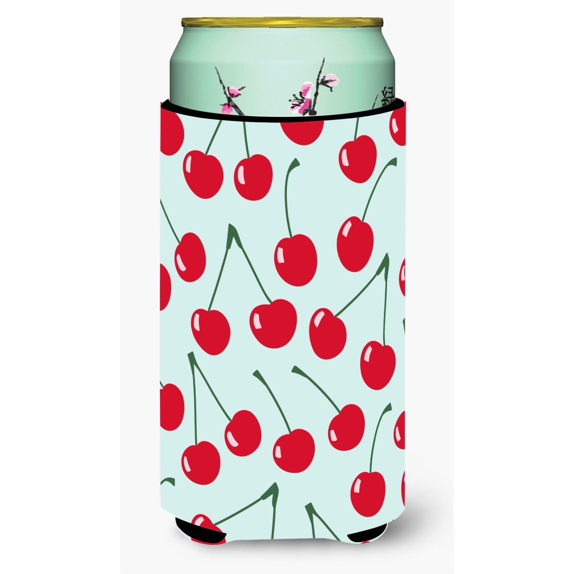 &quotCaroline's Treasures Cherries on Blue Tall Boy Beverage Insulator Hugger, Multicolor"