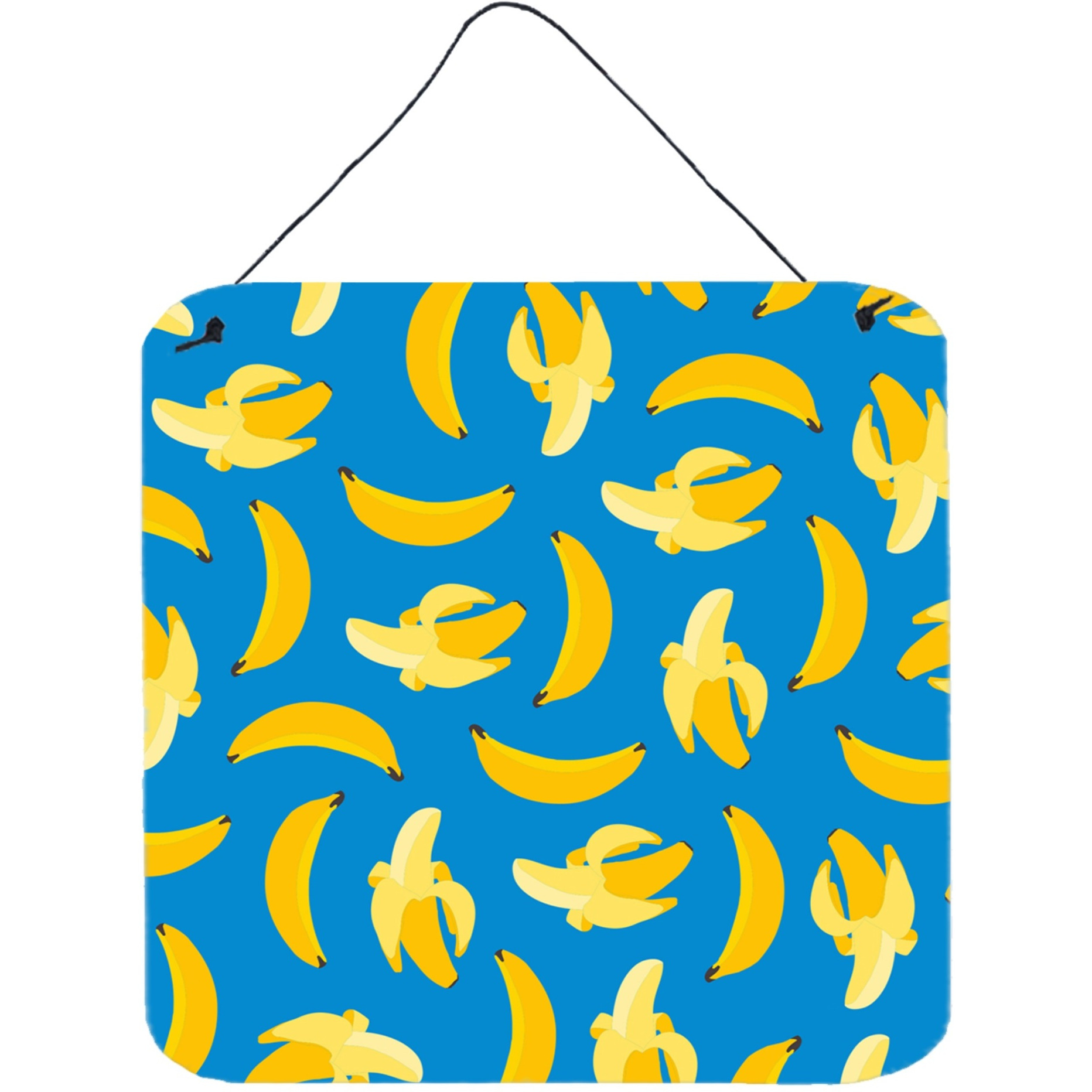 &quotCaroline's Treasures Bananas on Blue Metal Print, 6"" H x 6"" W, Multicolor"