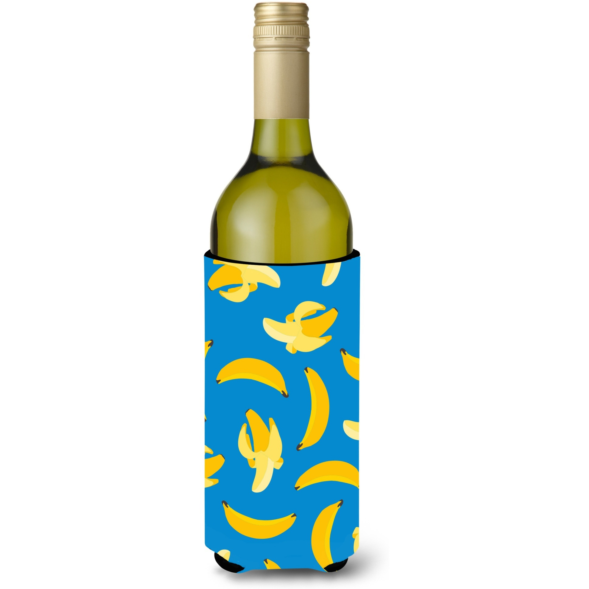 &quotCaroline's Treasures Bananas on Blue Wine Bottle Beverage Insulator Hugger, 750 ml, Multicolor"