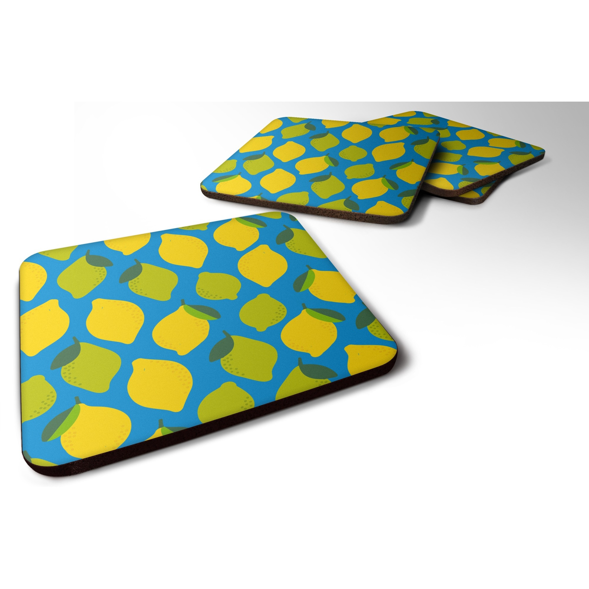 &quotCaroline's Treasures Lemons & Limes Foam Coaster Set of 4, 3.5, Multicolor"