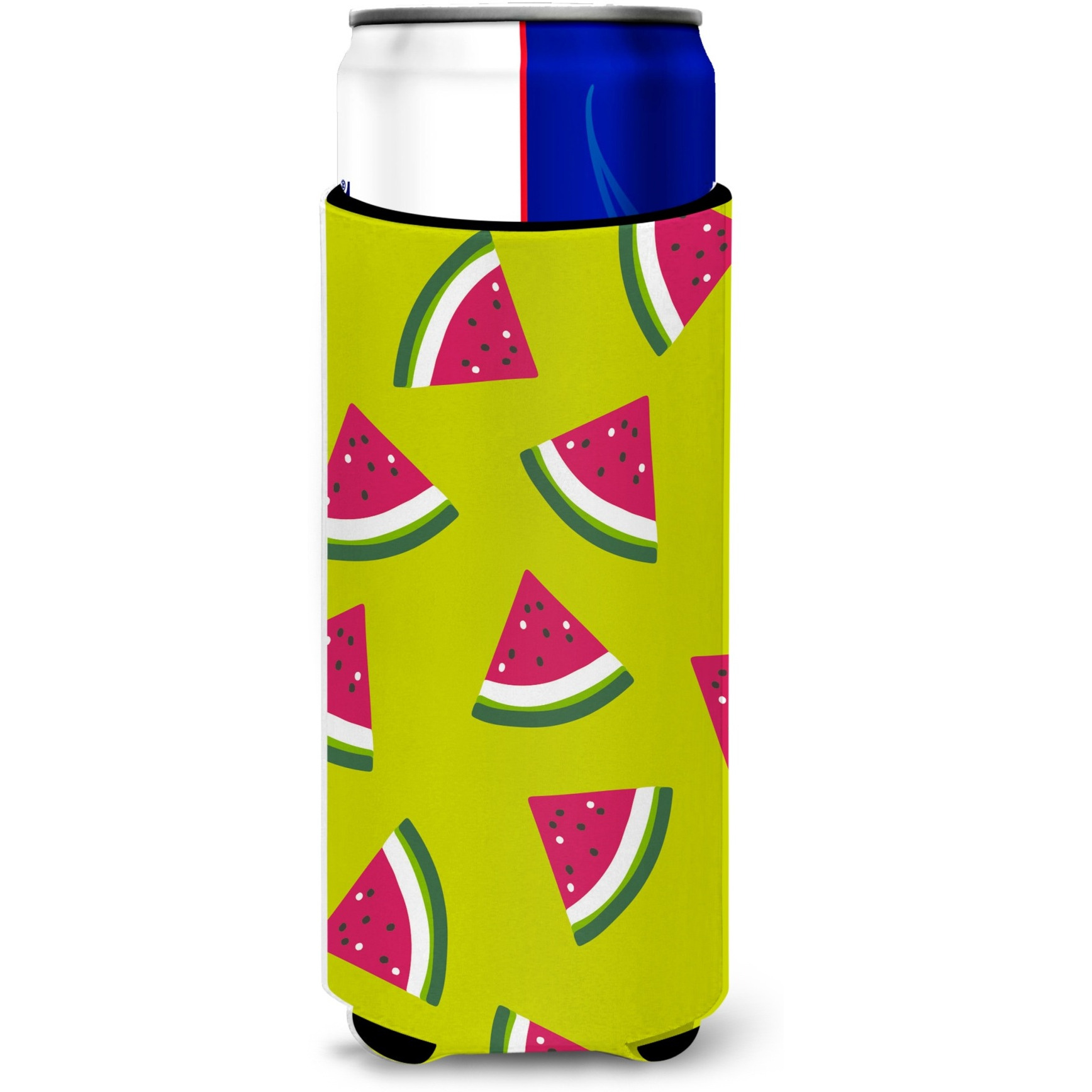 &quotCaroline's Treasures Watermelon On Lime green Michelob Ultra Hugger For Slim Cans, Slim Can, Multicolor"