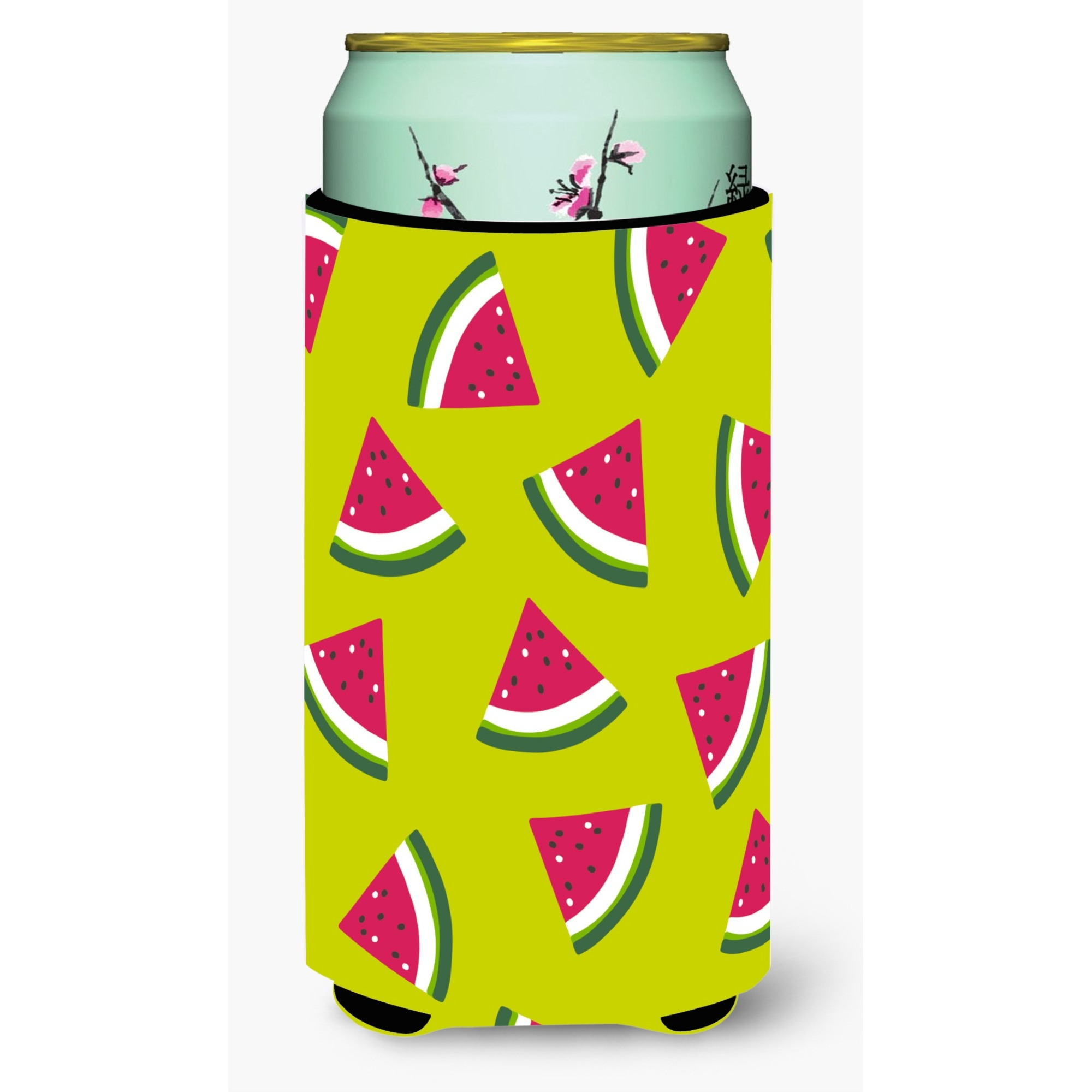 &quotCaroline's Treasures Watermelon On Lime green Tall Boy Beverage Insulator Hugger, Multicolor"