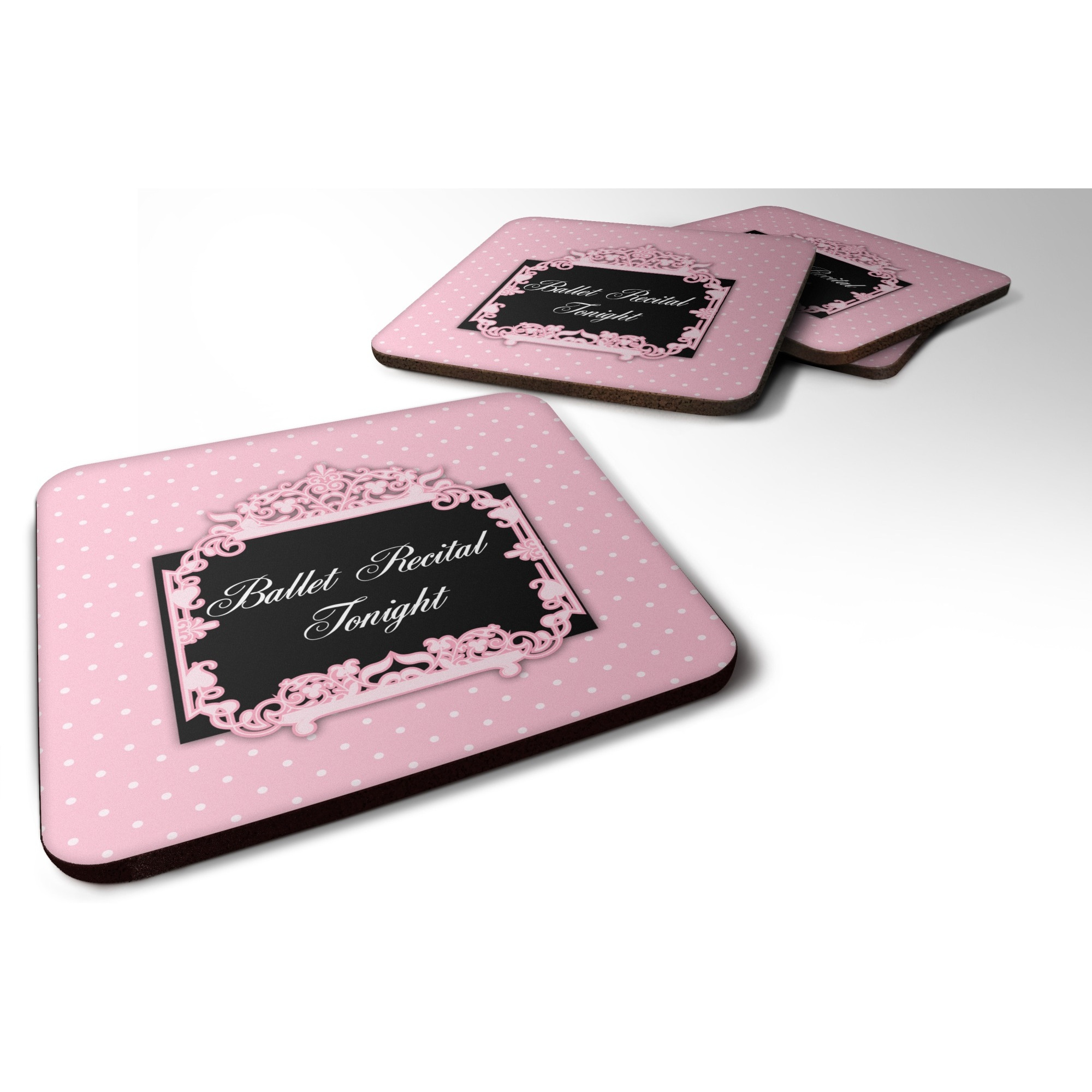 &quotCaroline's Treasures Ballerina Ballet Recital Tonight Foam Coaster Set of 4, 3.5, Multicolor"