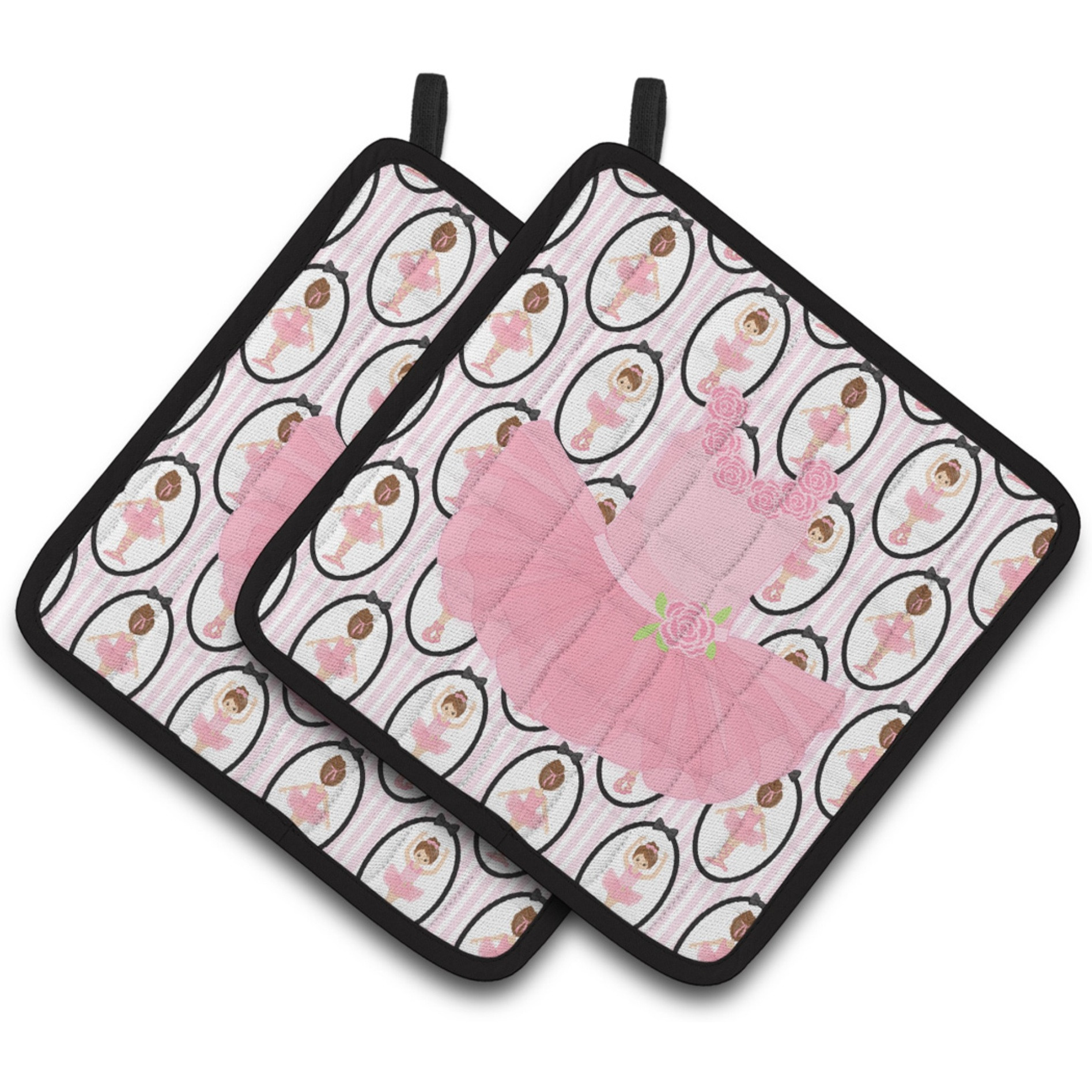 &quotCaroline's Treasures BB5153PTHD Ballerina Pink tutu Pair of Pot Holders, 7.5"" H x 7.5"" W, Multicolor"