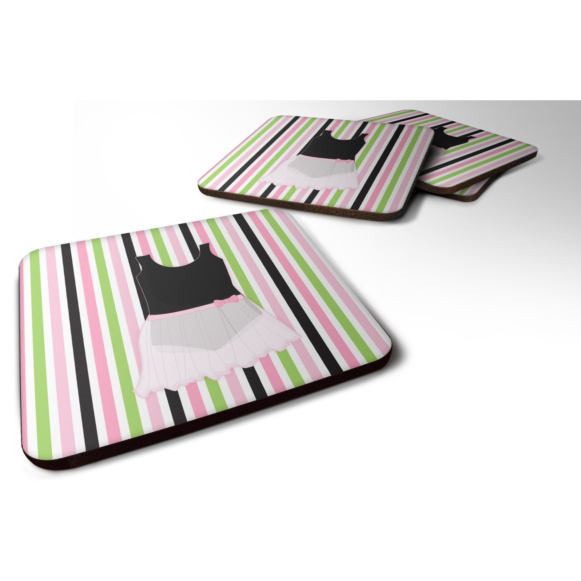 &quotCaroline's Treasures Ballerina Leotard & Skirt Foam Coaster Set of 4, 3.5, Multicolor"