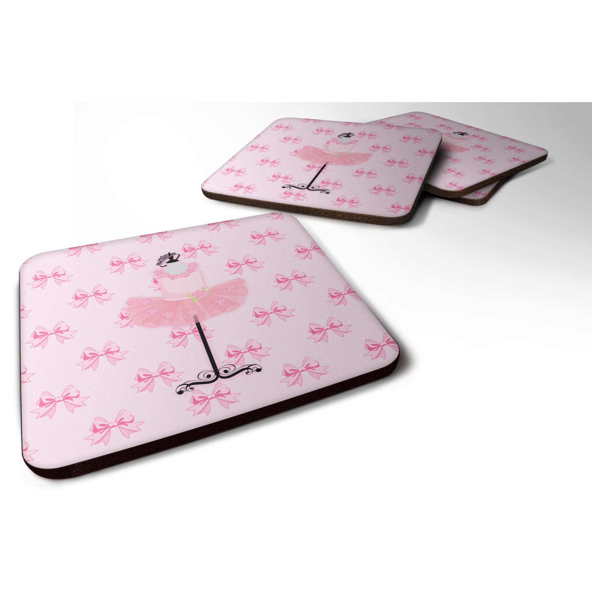 &quotCaroline's Treasures Ballerina Recital Attire Foam Coaster Set of 4, 3.5, Multicolor"