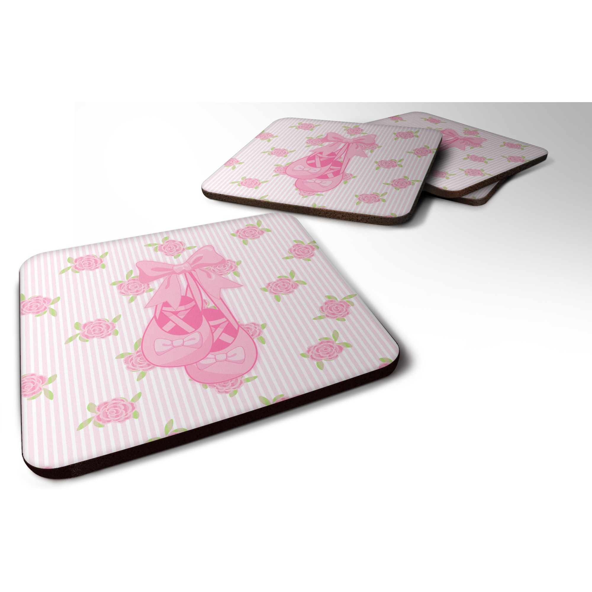 &quotCaroline's Treasures Ballerina Ballet Shoes Foam Coaster Set of 4, 3.5, Multicolor"
