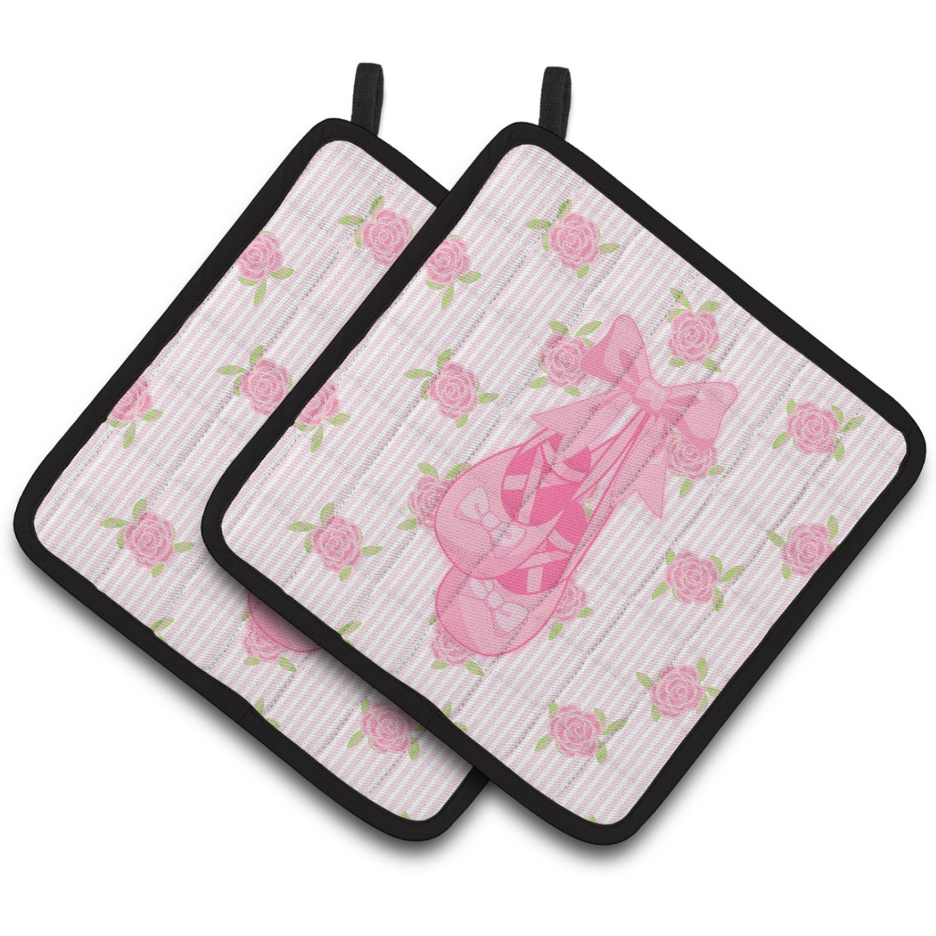 &quotCaroline's Treasures Ballerina Ballet Shoes Pair of Pot Holders, 7.5HX7.5W, Multicolor"