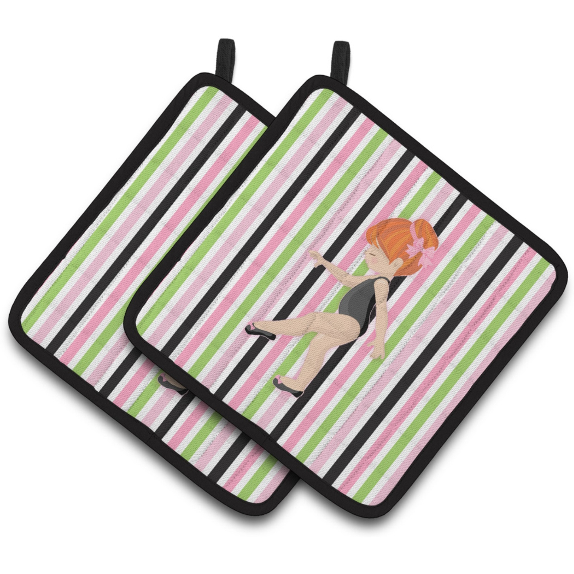 &quotCaroline's Treasures Ballerina Red Head Pt. Pair of Pot Holders, 7.5HX7.5W, Multicolor"