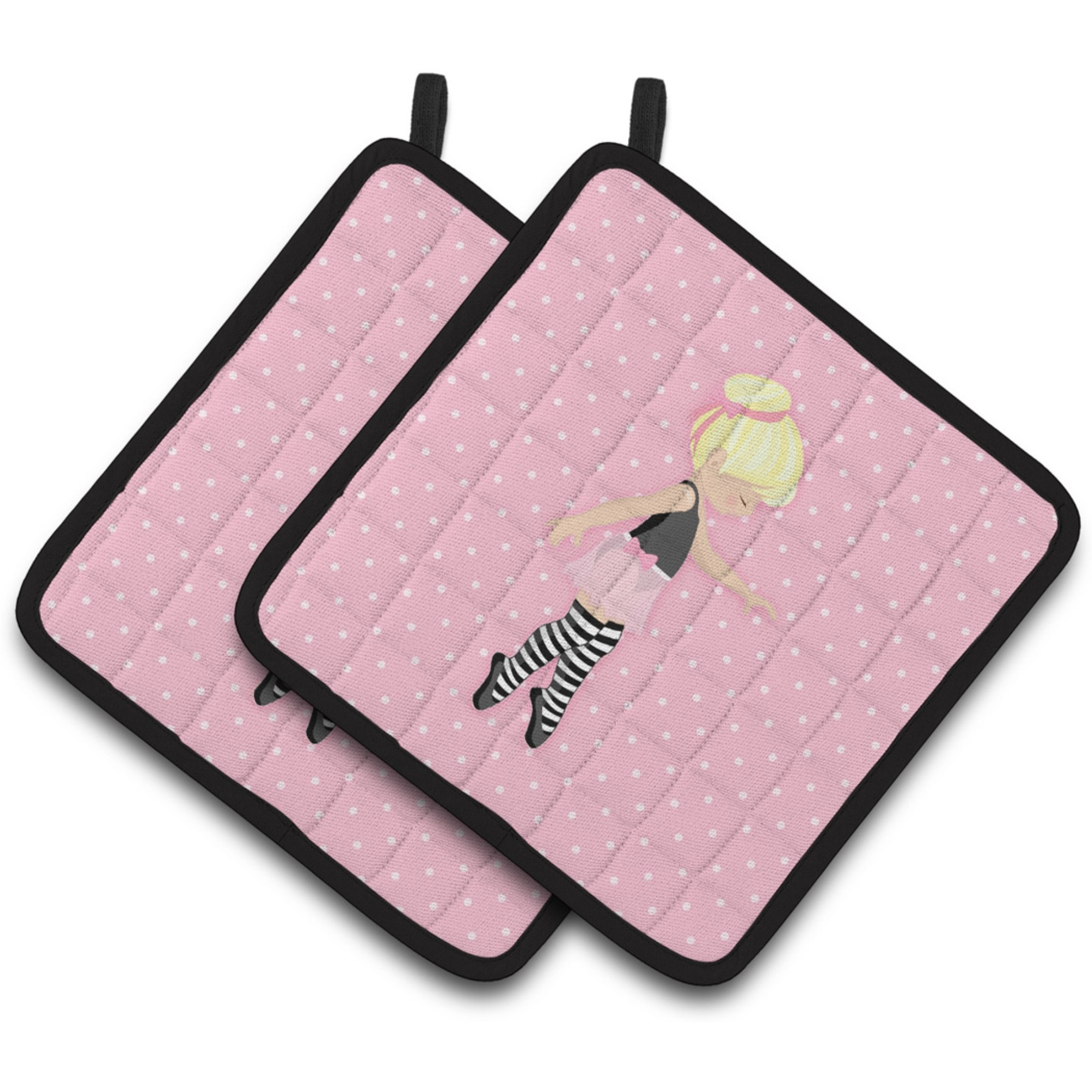 &quotCaroline's Treasures Ballerina Blonde Releve Pair of Pot Holders, 7.5HX7.5W, Multicolor"