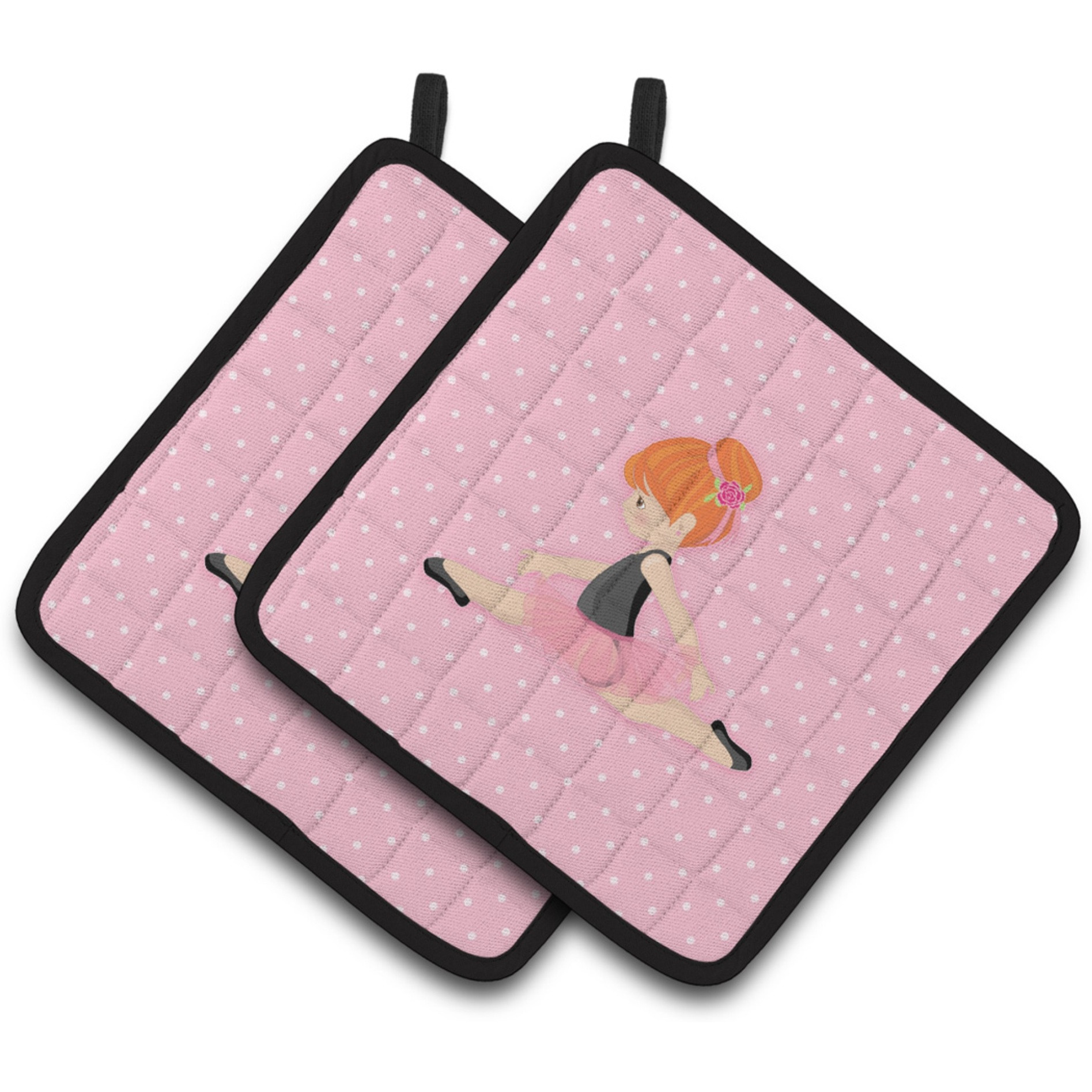 &quotCaroline's Treasures BB5165PTHD Ballerina Red Head Jete Pair of Pot Holders, 7.5"" H x 7.5"" W, Multicolor"