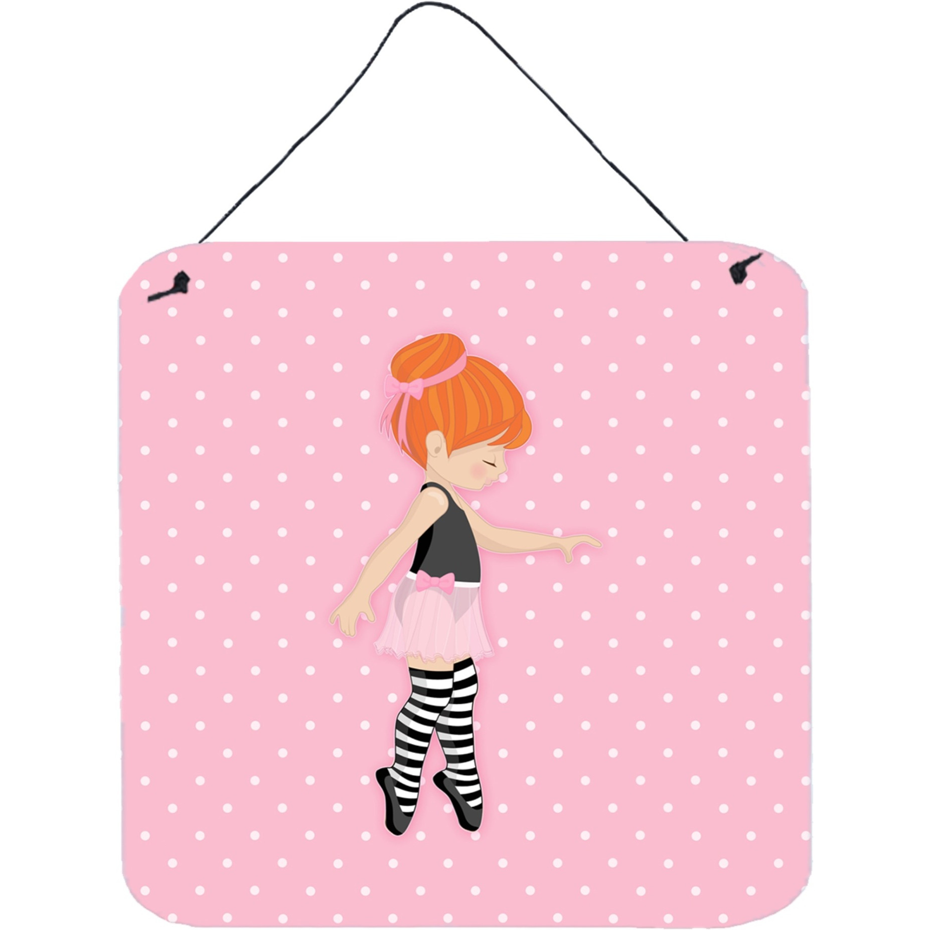 &quotCaroline's Treasures Ballerina Red Head Releve Metal Print, 6"" H x 6"" W, Multicolor"