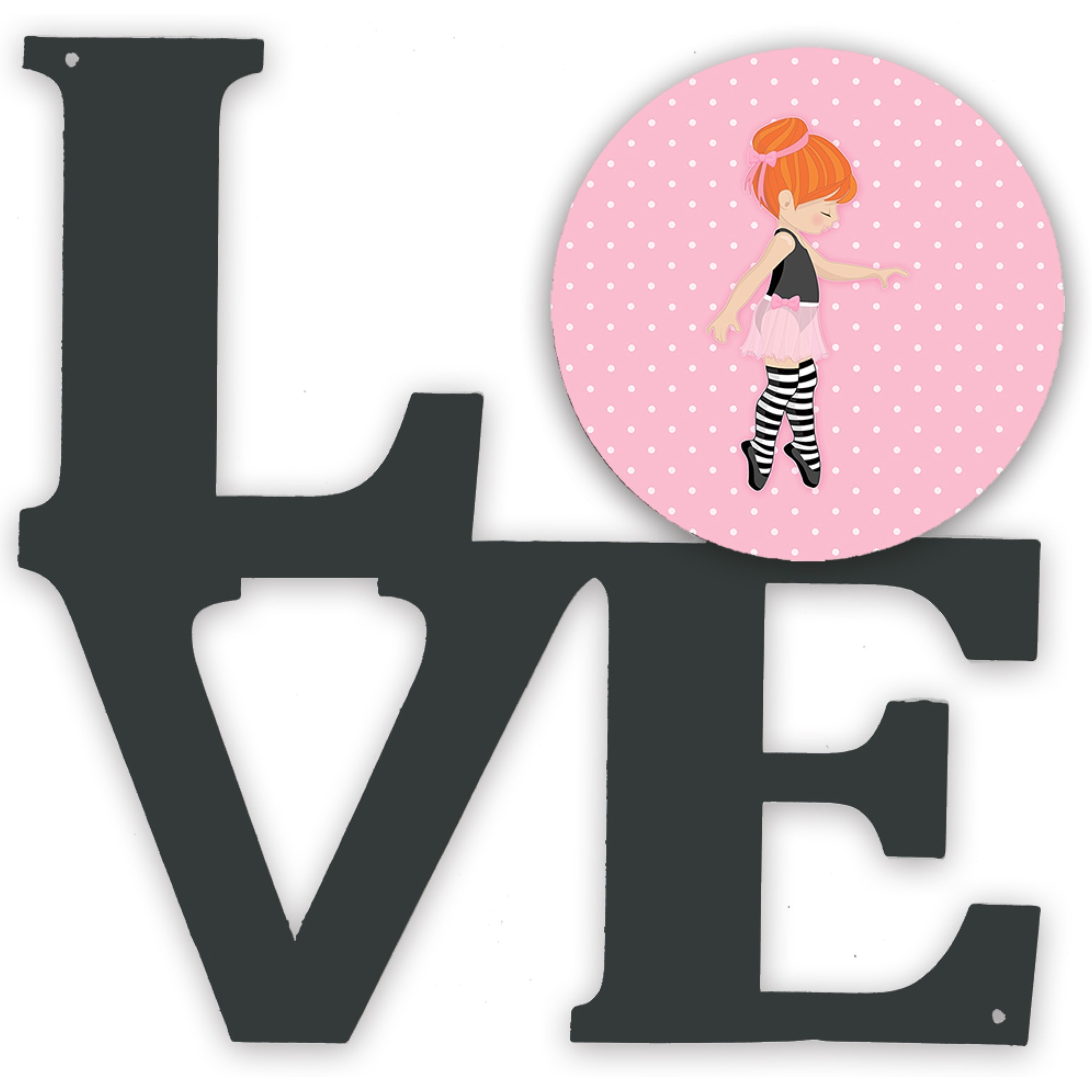 &quotCaroline's Treasures Ballerina Red Head Releve Metal Artwork Love wall-decor, Multicolor"