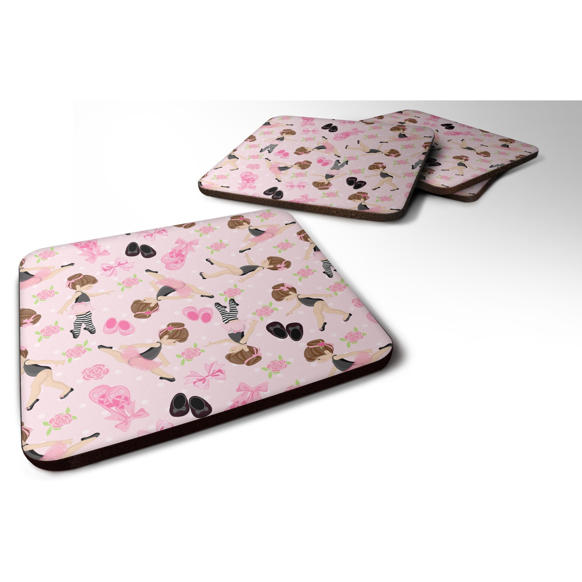 &quotCaroline's Treasures Ballerinas & Roses Foam Coaster Set of 4, 3.5, Multicolor"