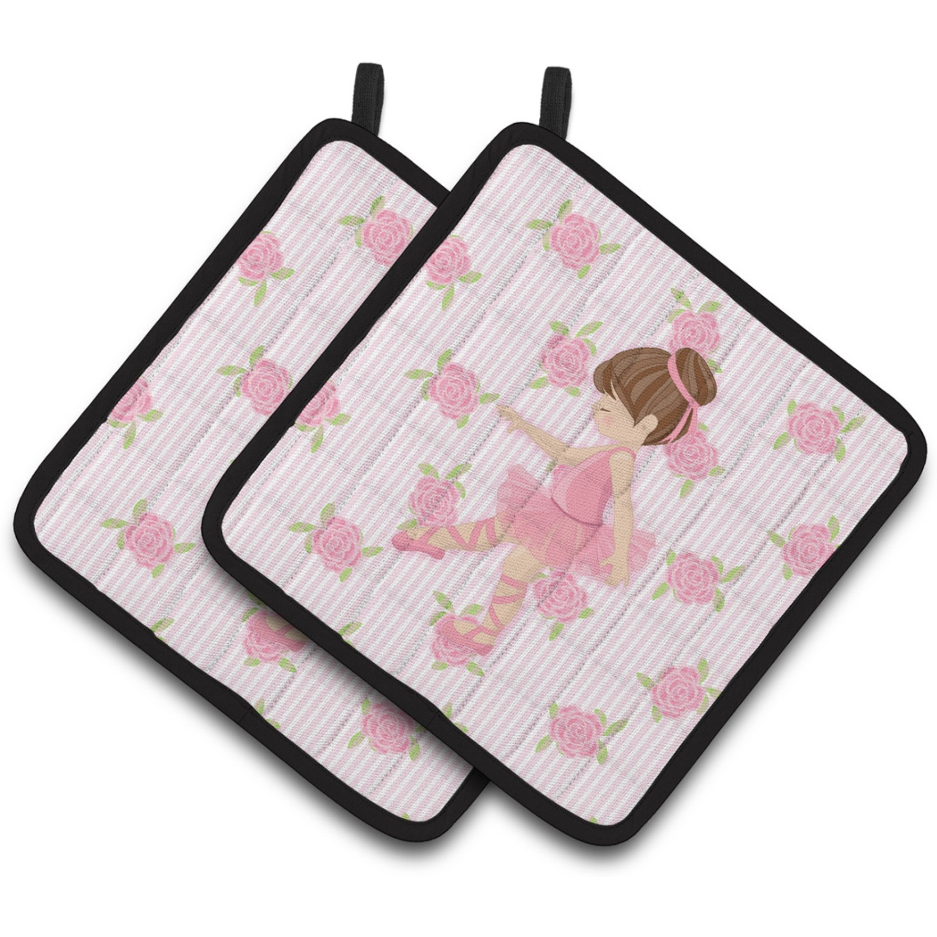 &quotCaroline's Treasures Ballerina Brunette Pt. Pair of Pot Holders, 7.5HX7.5W, Multicolor"