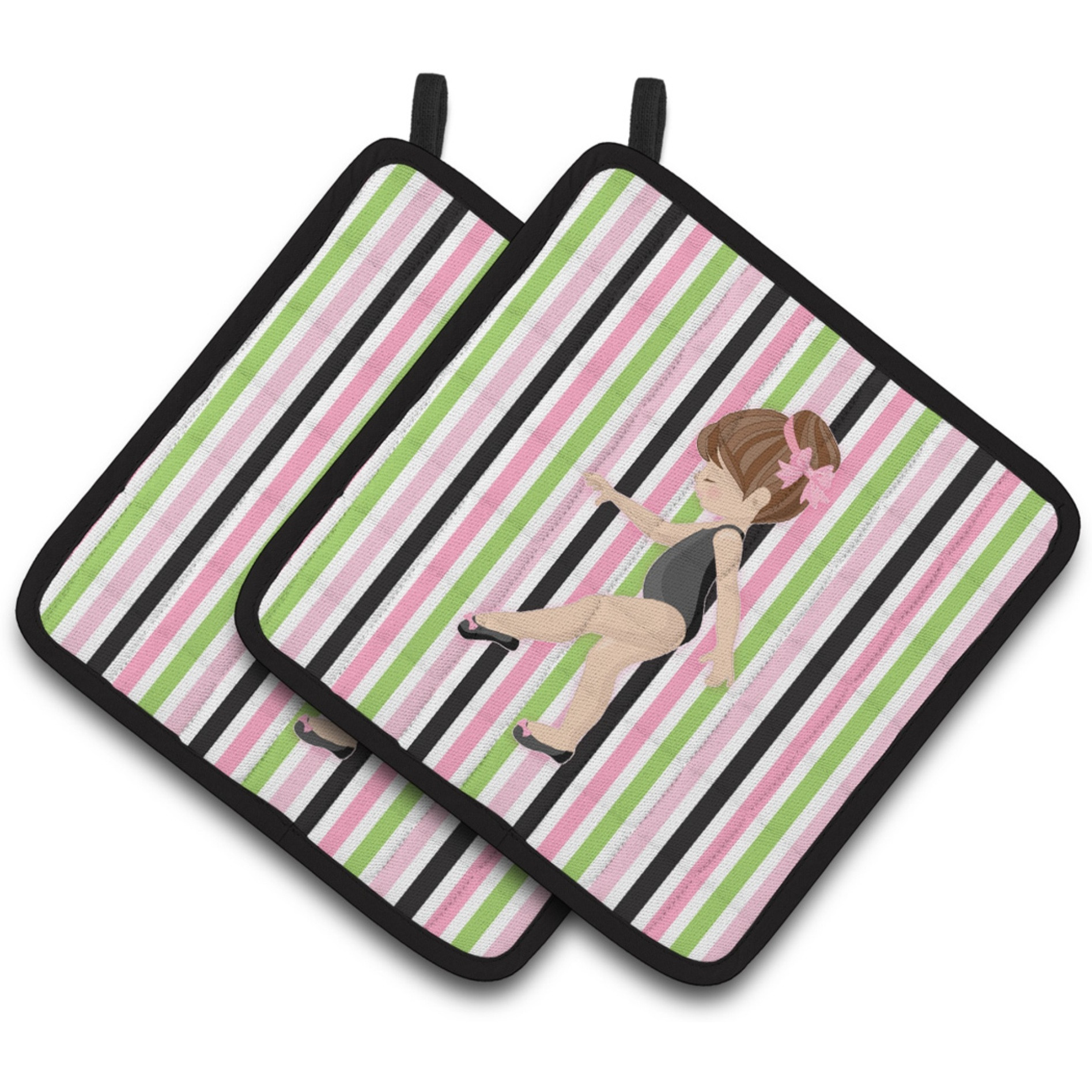 &quotCaroline's Treasures Ballerina Brunette Pt. Pair of Pot Holders, 7.5HX7.5W, Multicolor"