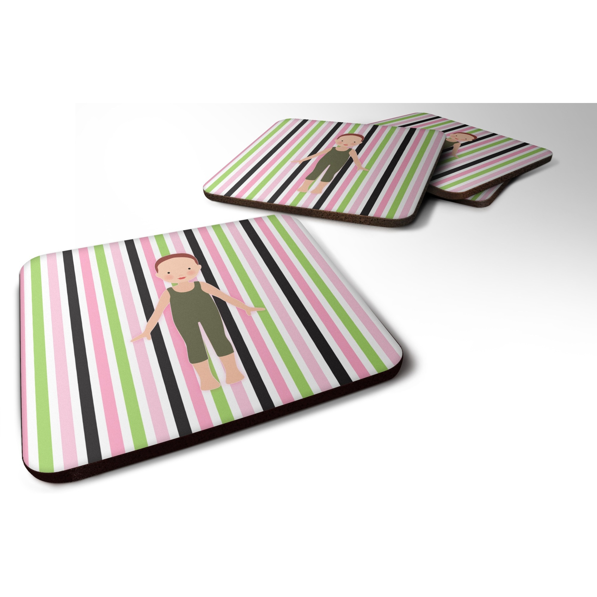 &quotCaroline's Treasures BB5183FC Dancer Bikatard Flexed Hands Foam Coaster (Set of 4), 3.5"", Multicolor"