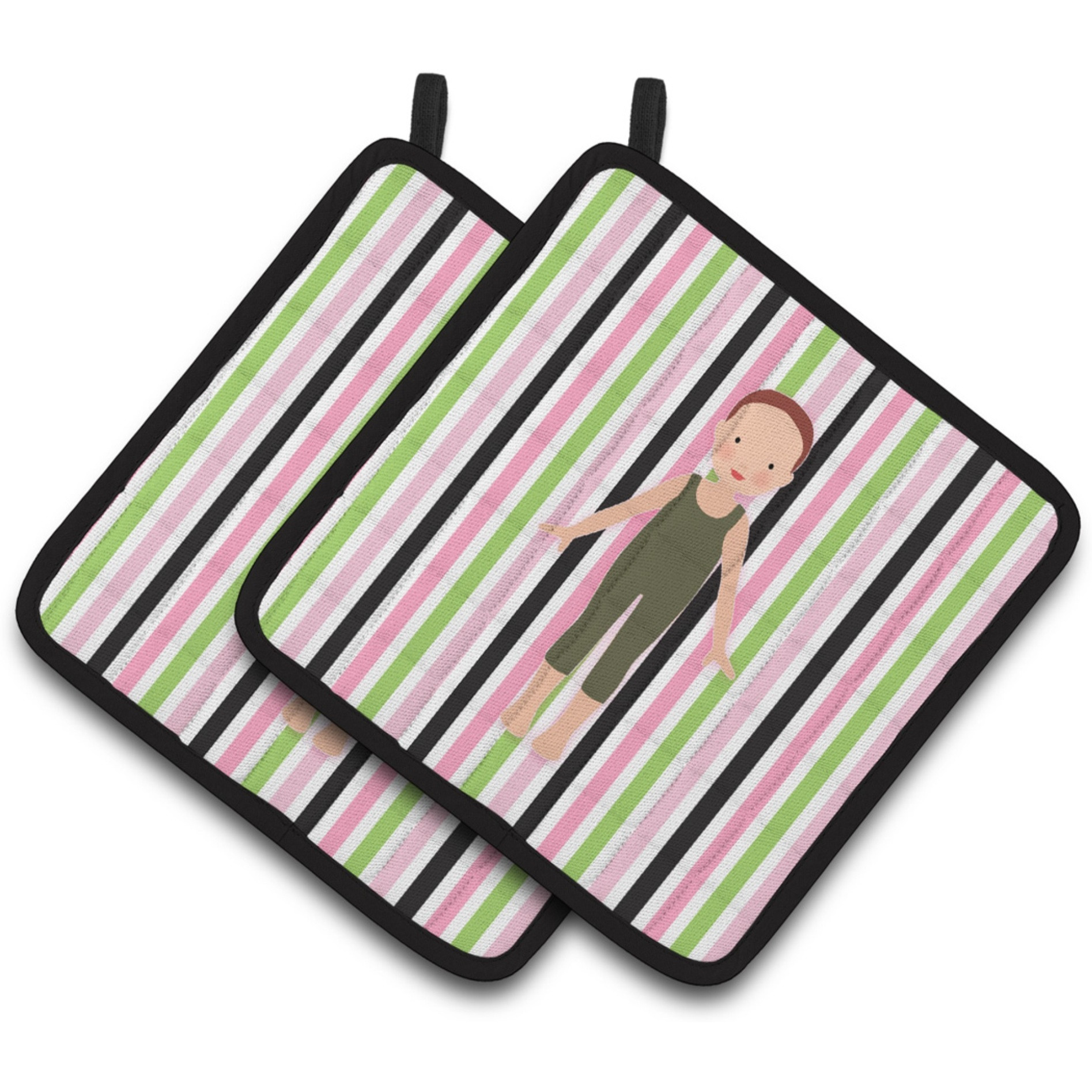&quotCaroline's Treasures Dancer Bikatard Flexed Hands Pair of Pot Holders, 7.5HX7.5W, Multicolor"