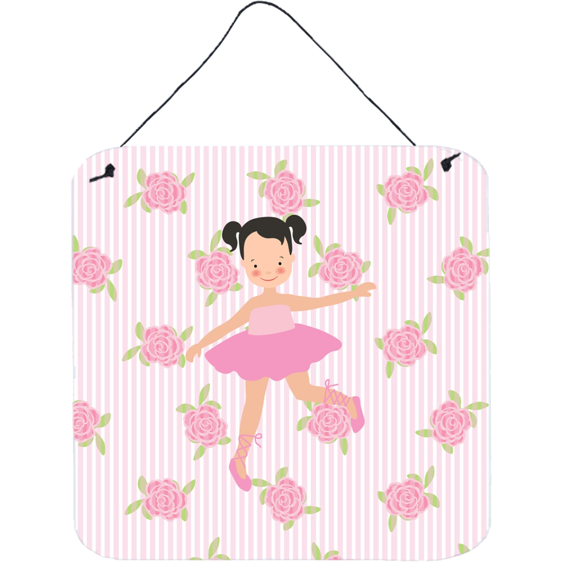 &quotCaroline's Treasures Ballerina Black Hair Ponytails Metal Print, 6"" H x 6"" W, Multicolor"