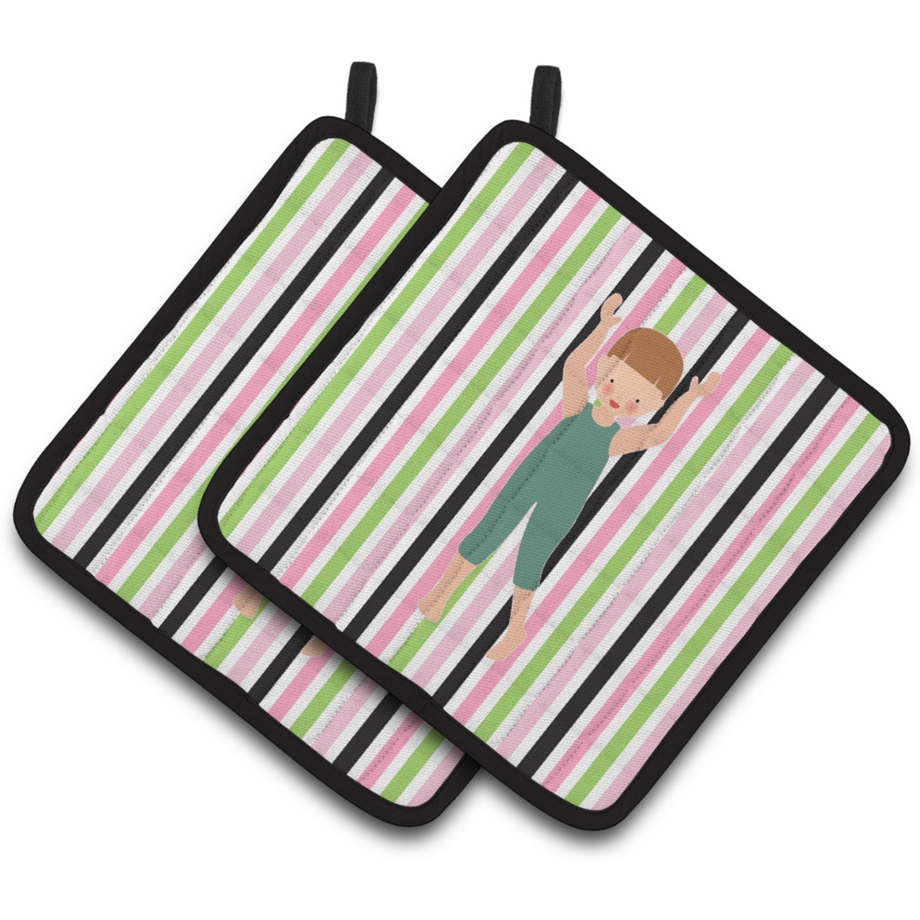 &quotCaroline's Treasures BB5193PTHD Dancer Bikatard Brown Hair Pair of Pot Holders, 7.5"" H x 7.5"" W, Multicolor"